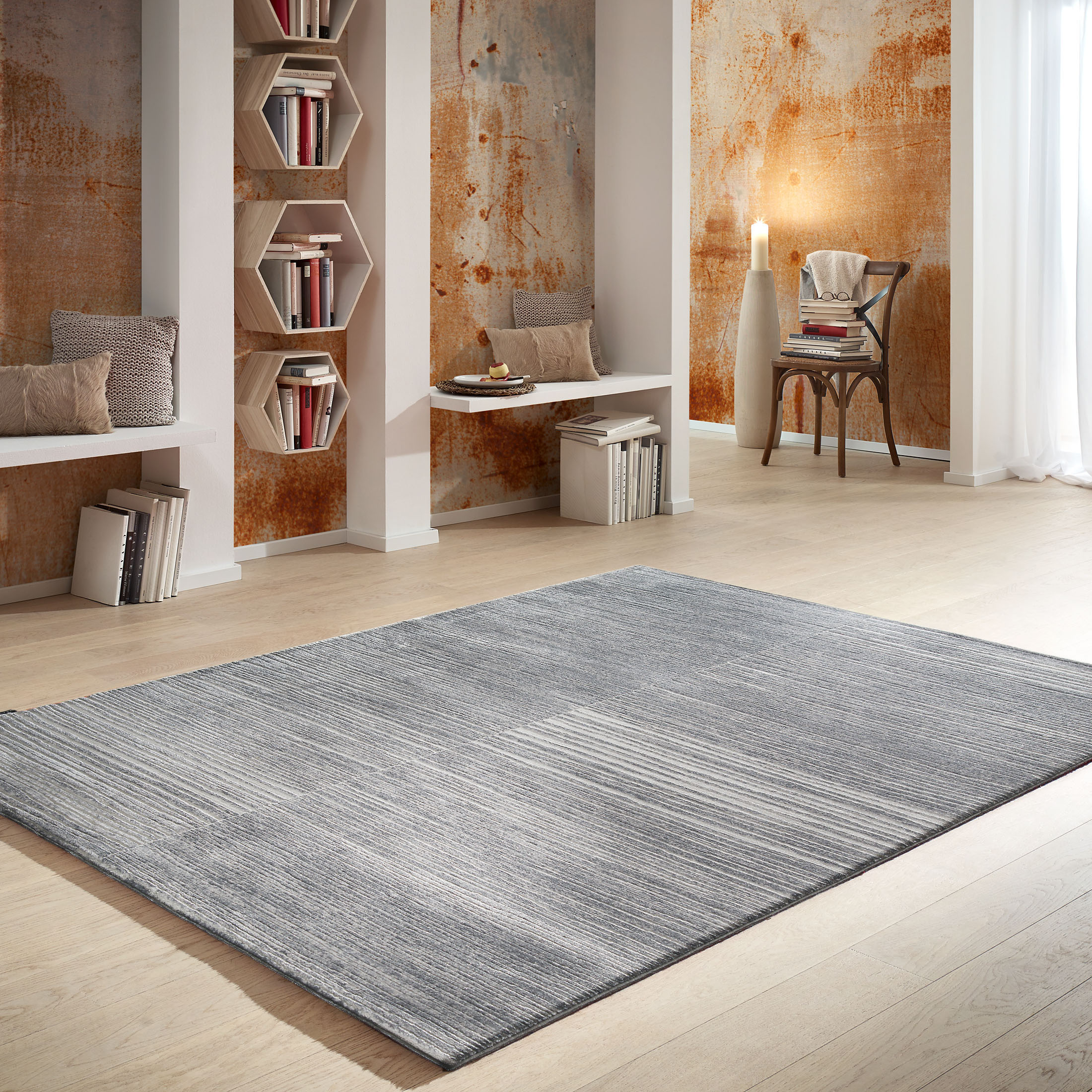 Metropolitan DesignerTeppich von Kibek in Silber