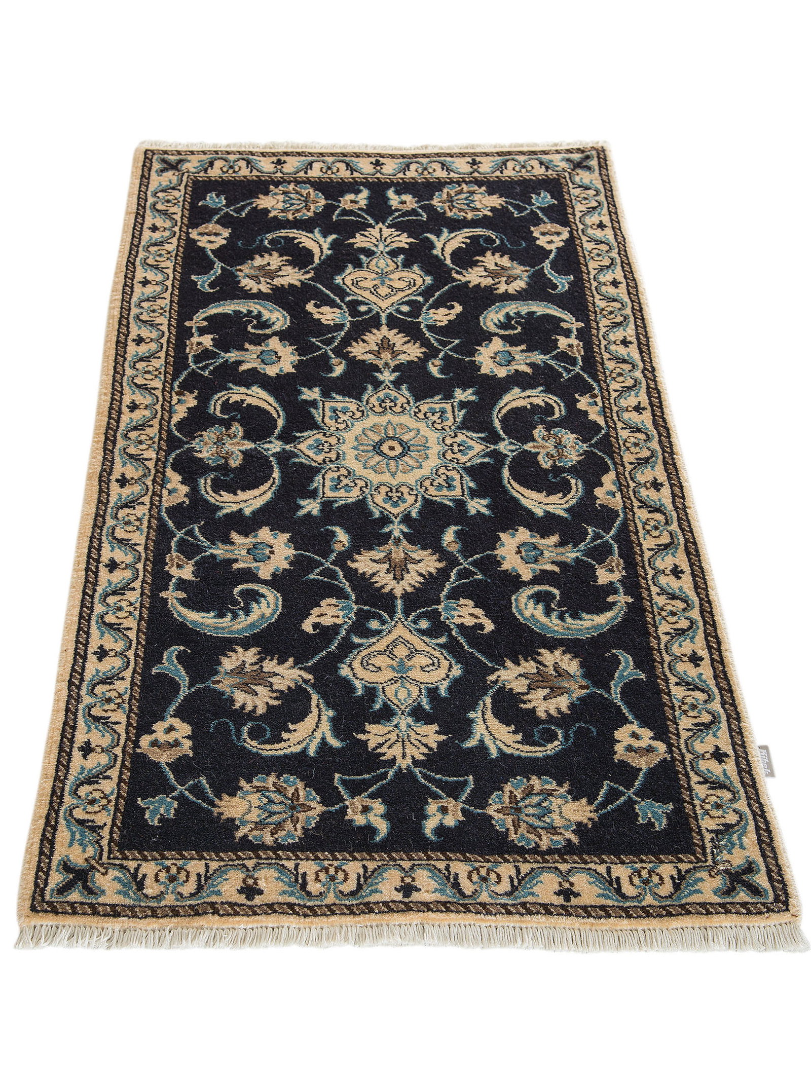 Kibek Unikat / Einzelstück - Kaschmar Nain 12 Lah Blau 70 x 140 cm 95% Schurwolle, 5% Seide