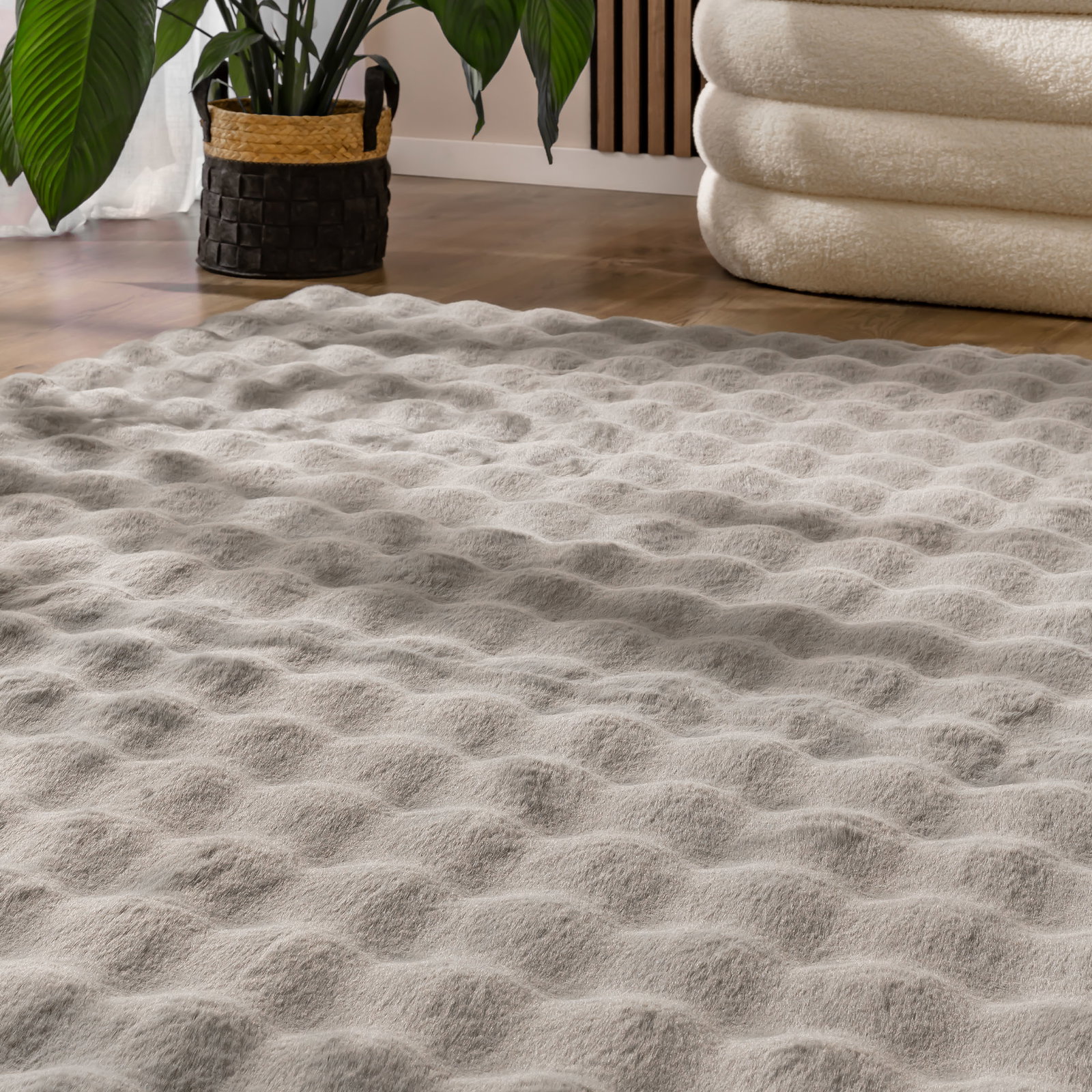Kibek Kunstfell-Teppich - Heltborg Grau 160 x 230 cm 100% Polyester