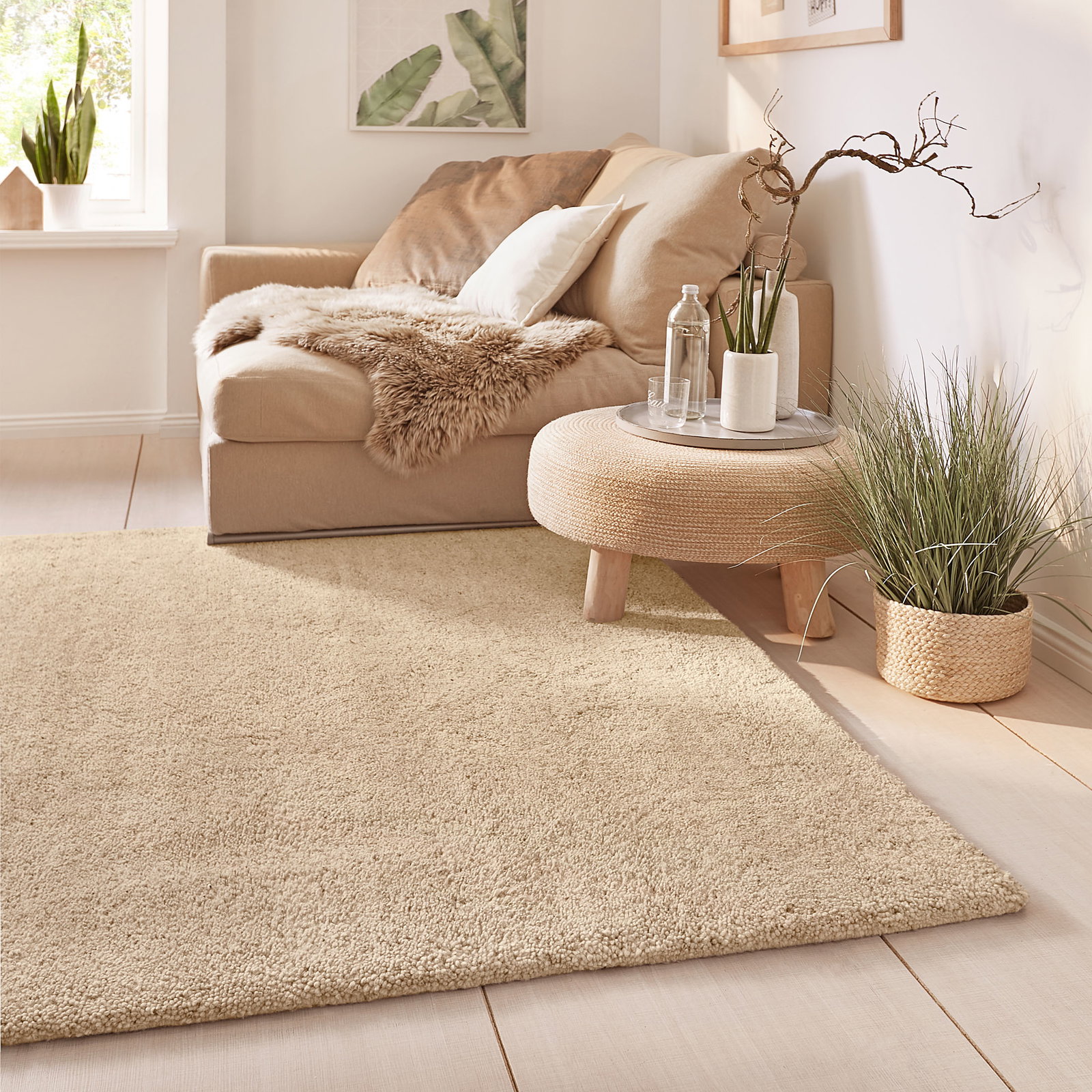 Kibek Berber-Teppich - Atlas Beige 170 x 240 cm 100% Schurwolle