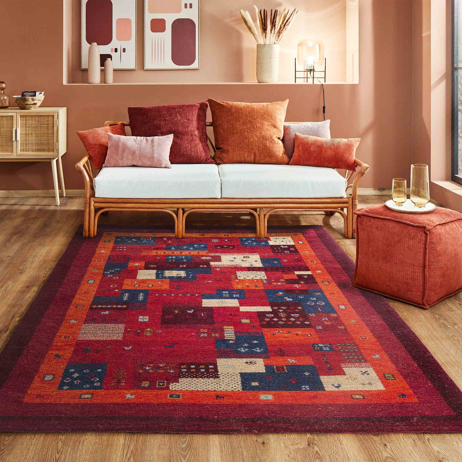 Kibek Gabbeh-Teppich - Bikapur Rot 170 x 240 cm 100 % Schurwolle