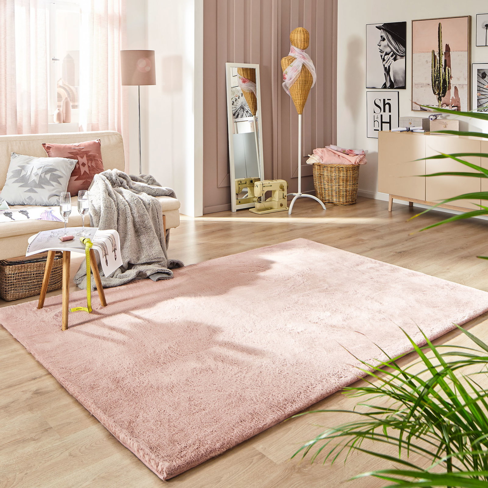 Kibek Kunstfell-Teppich - Ranua Rosa 60 x 120 cm