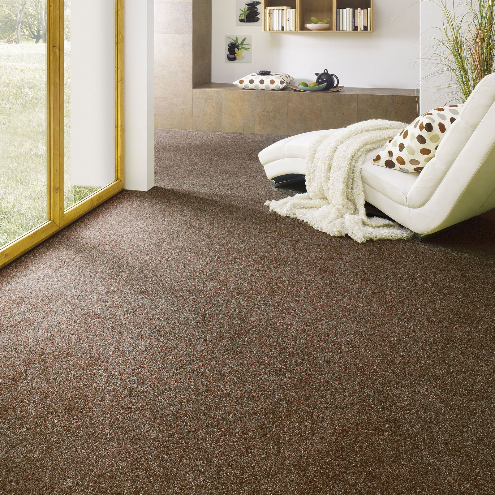 Kibek Velours-Teppichboden - Green Line Braun 400 cm breit