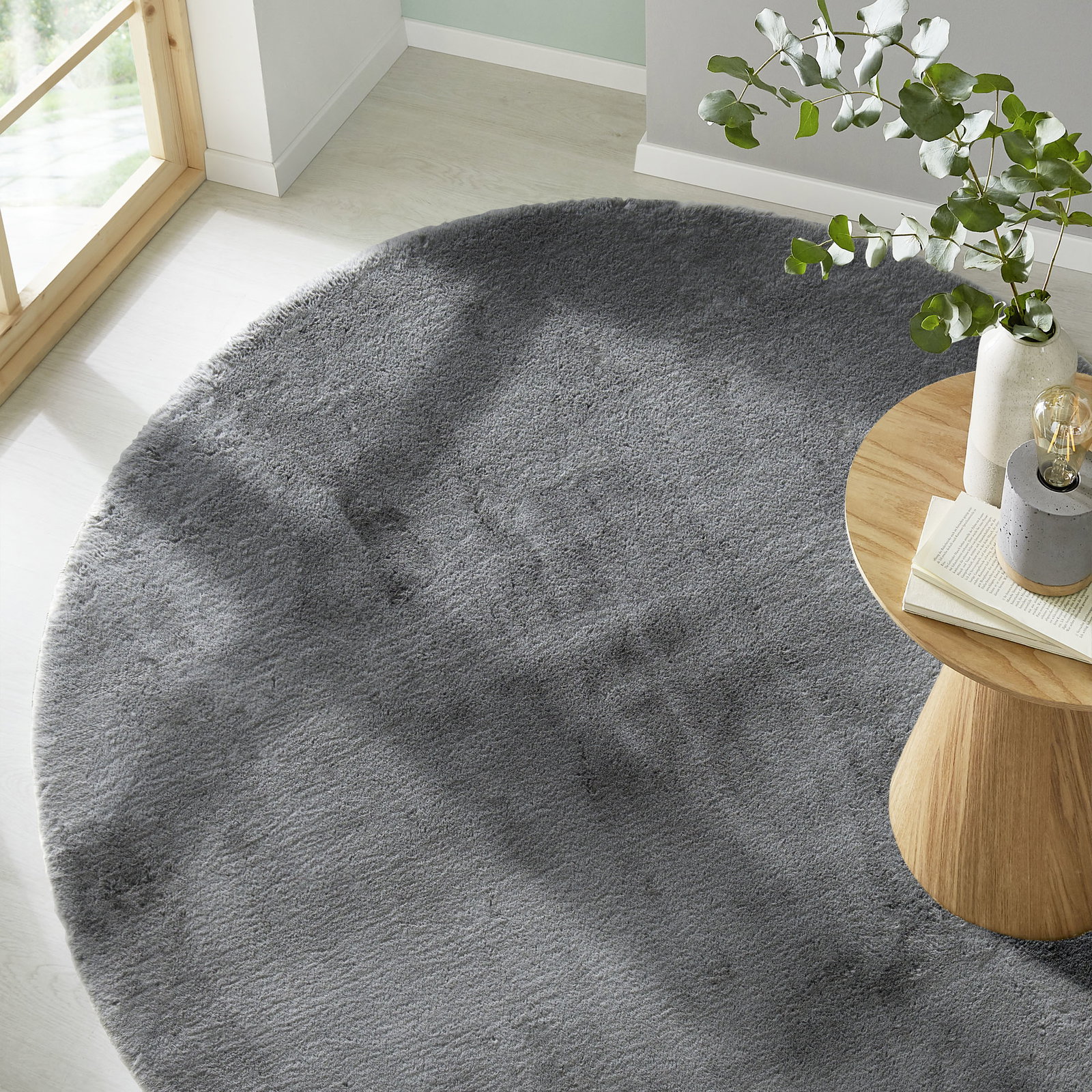 Kibek Kunstfell-Teppich - Ranua Grau 100 cm Ø