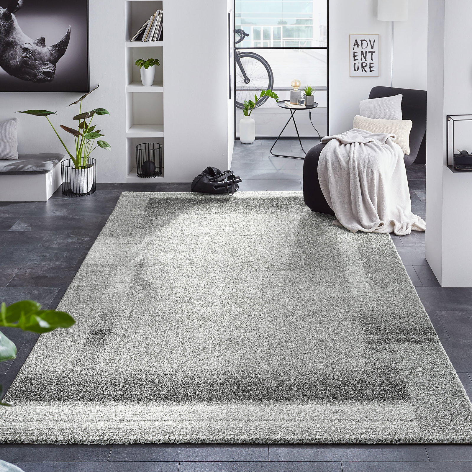 Kibek Moderner Teppich - Night Life Silber 280 x 380 cm