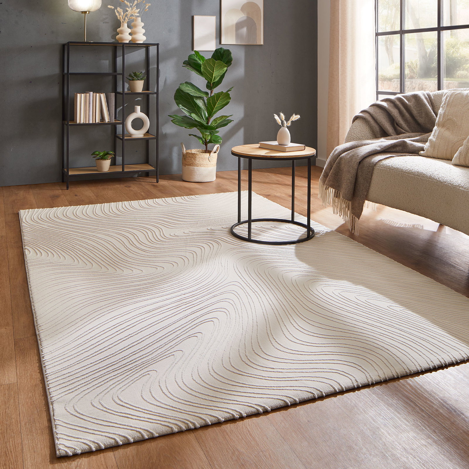 Kibek Moderner Teppich - Lacanau Creme 240 x 340 cm