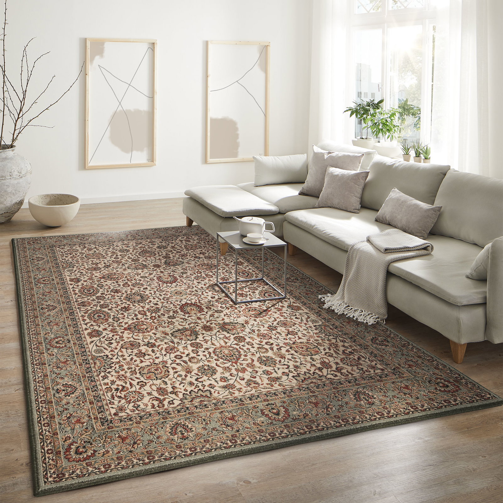 Kibek Orient-Teppich - New Smaragd Grün 135 x 200 cm 100% Schurwolle