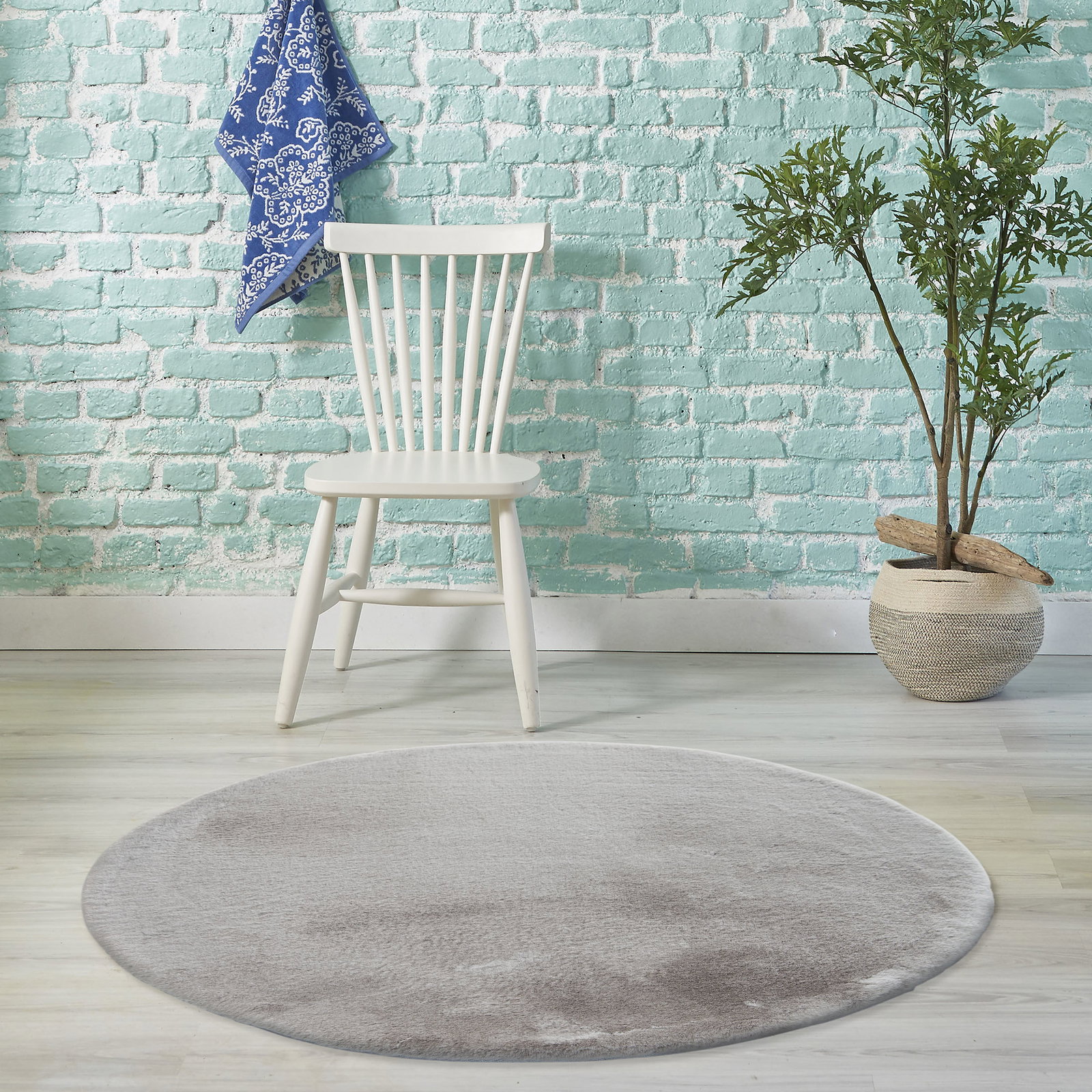 Kibek Kunstfell-Teppich - Ranua Silber 160 cm Ø