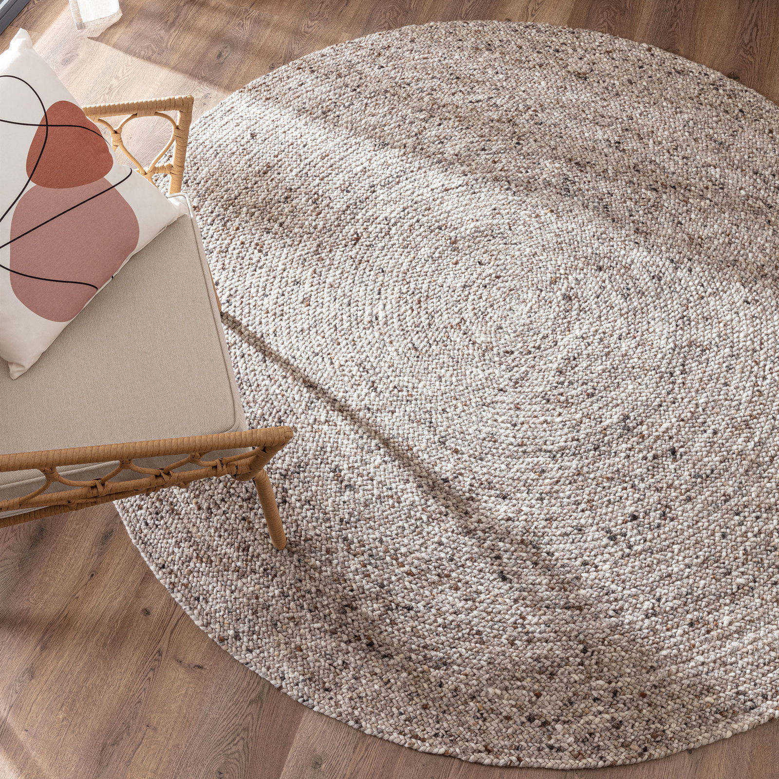 Kibek Woll-Teppich - Hedby Grau 120 cm Ø