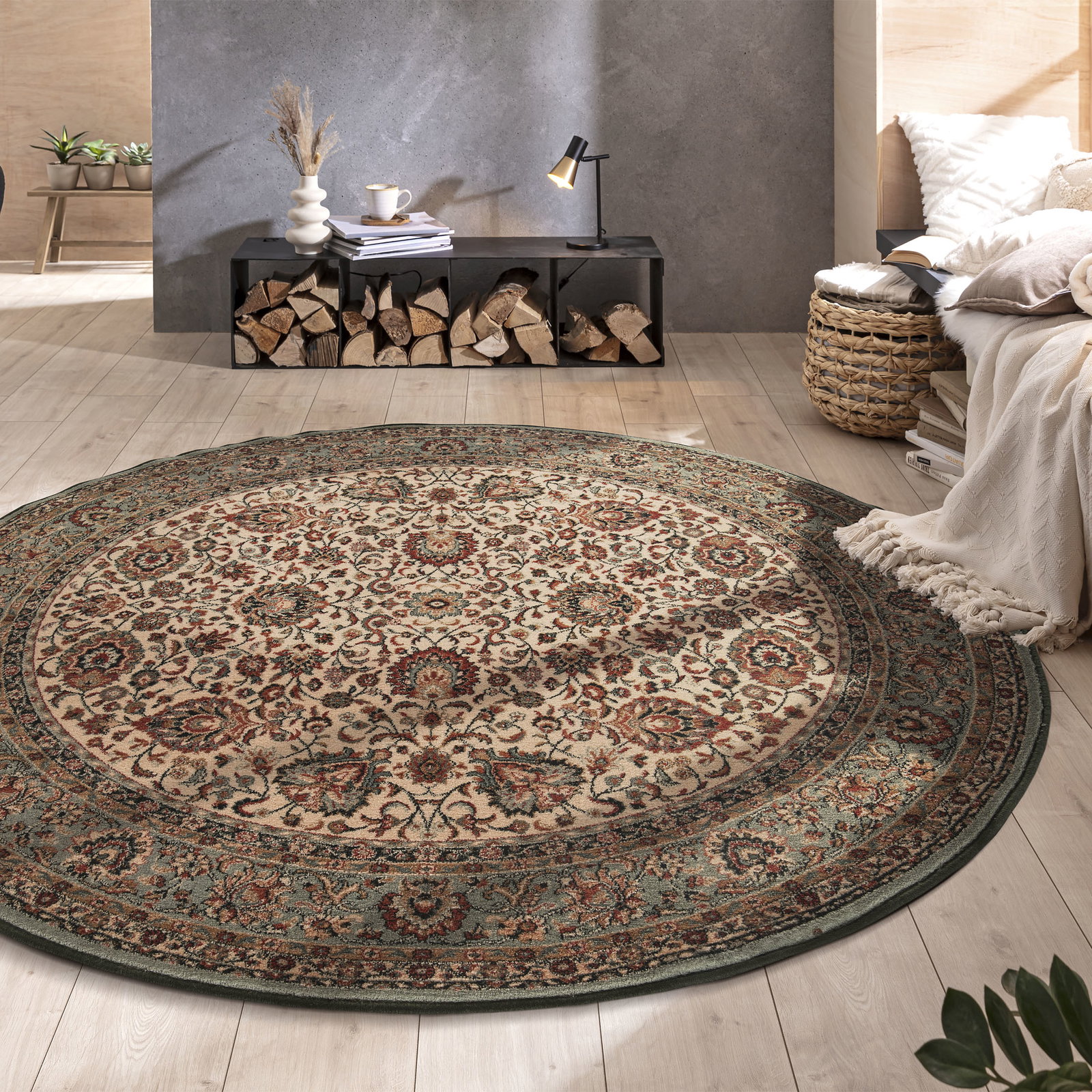 Kibek Orient-Teppich - New Smaragd Grün 160 cm Ø 100% Schurwolle