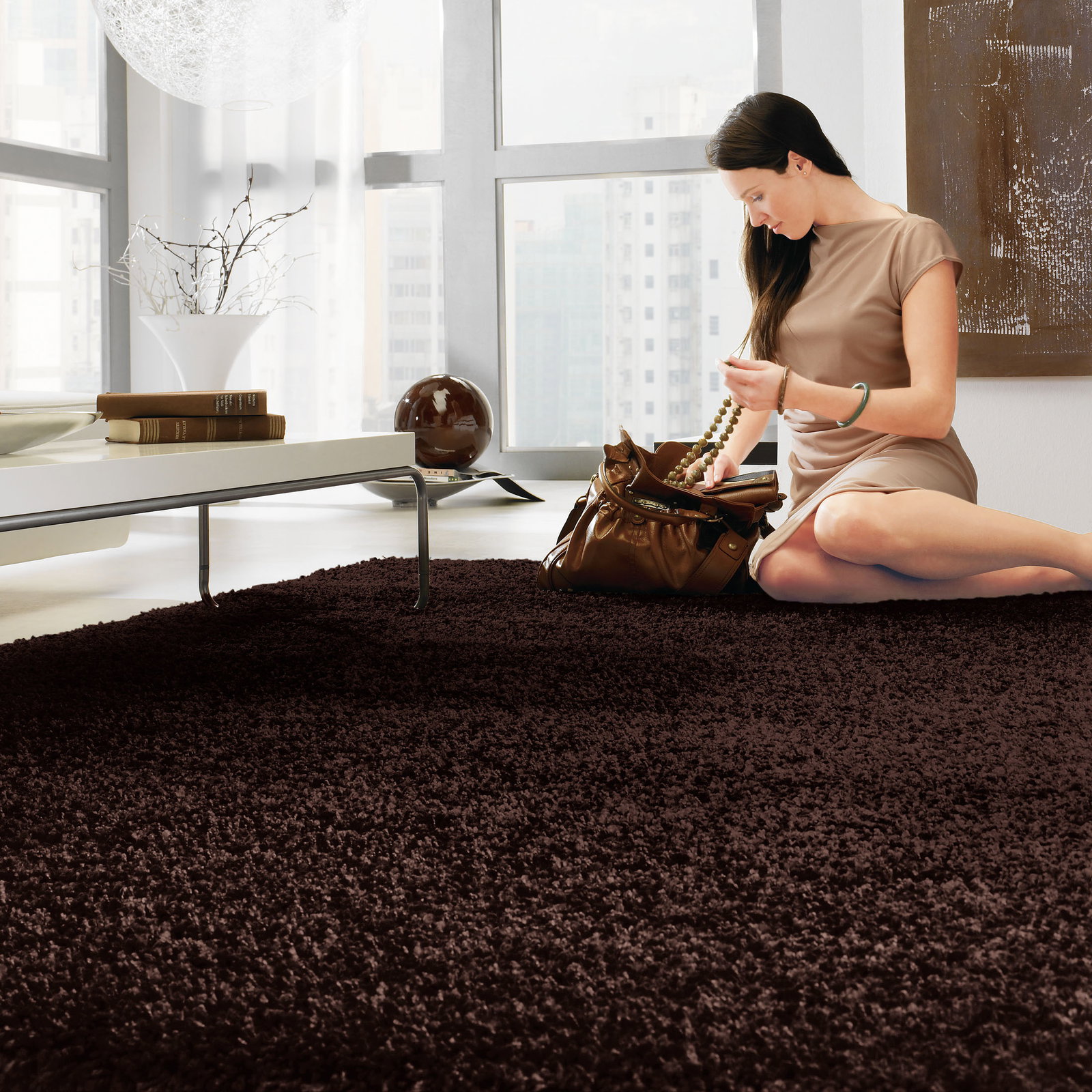 Kibek Hochflor-Teppich - Creation Braun 67 x 140 cm