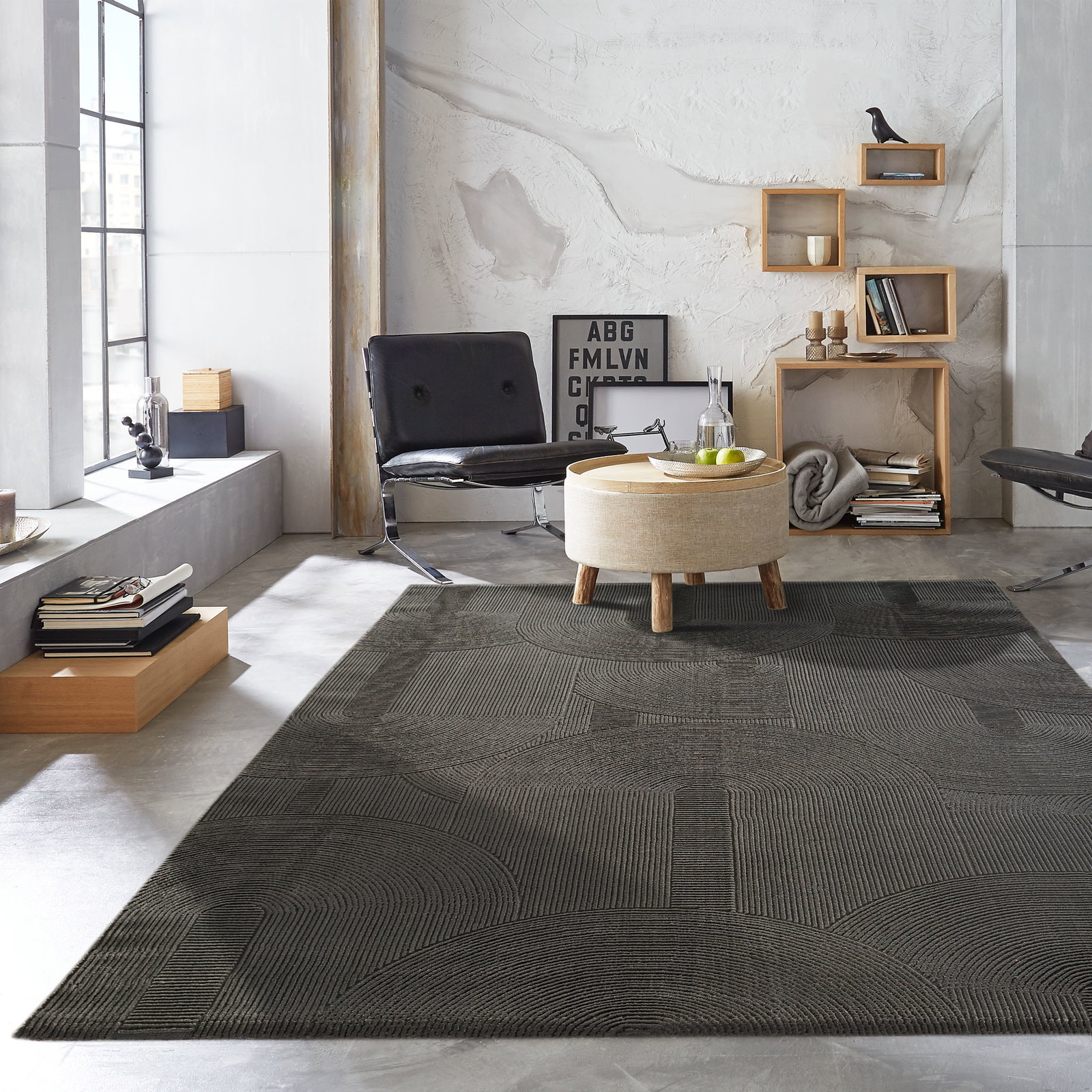 Kibek Moderner Teppich - Biarritz Schwarz 120 x 170 cm