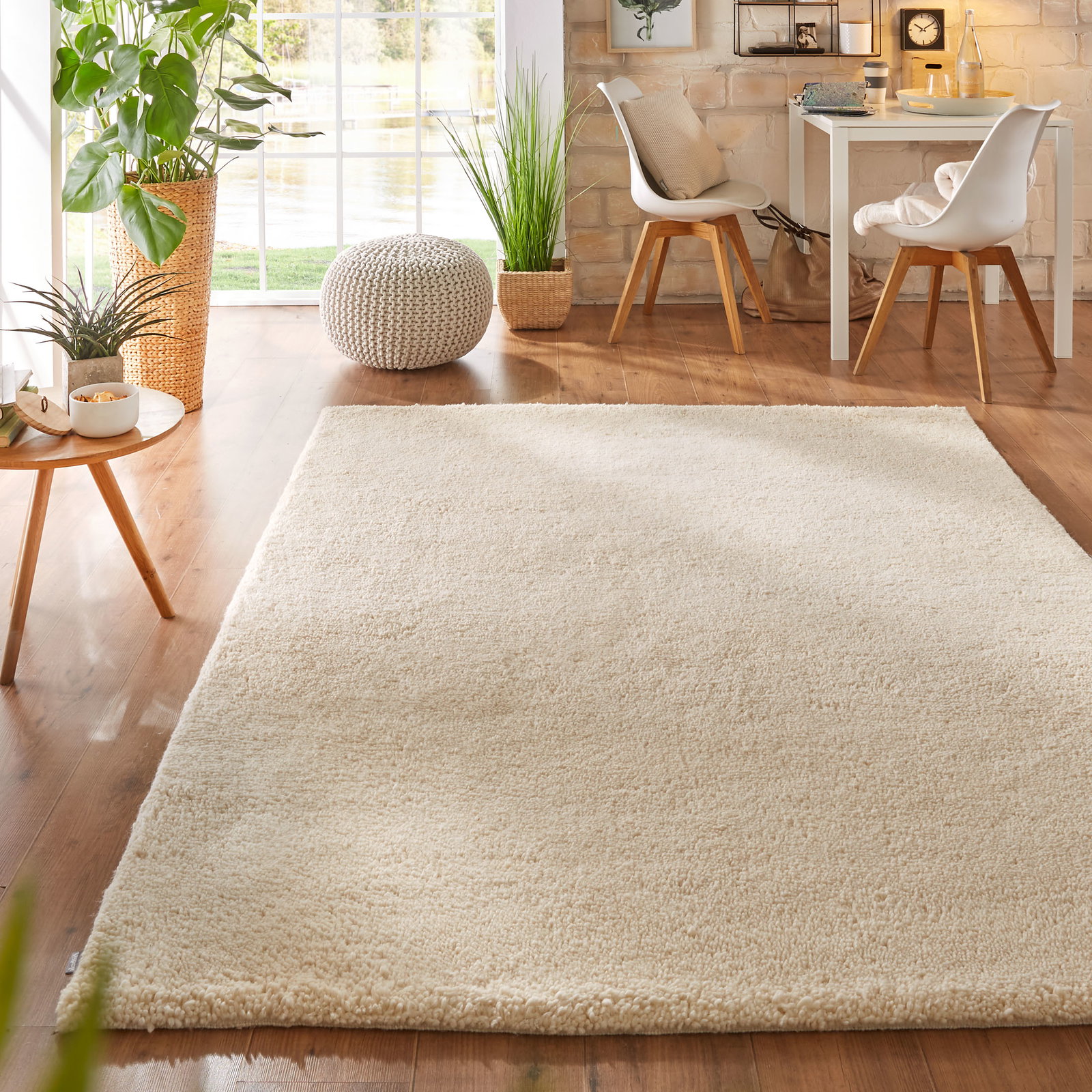 Kibek Berber-Teppich - Menara Weiß 60 x 90 cm 100 % Schurwolle