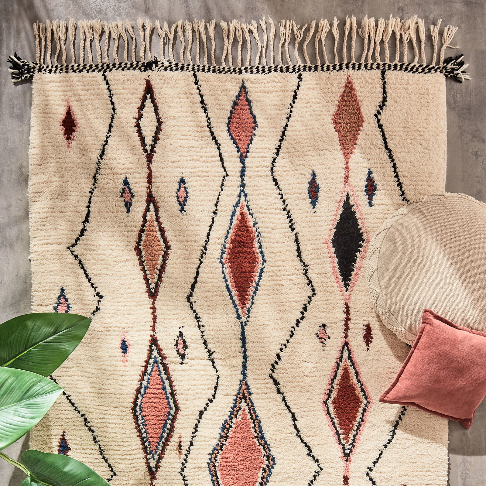 Kibek Berber-Teppich - Amalou Creme 200 x 300 cm 100 % Schurwolle