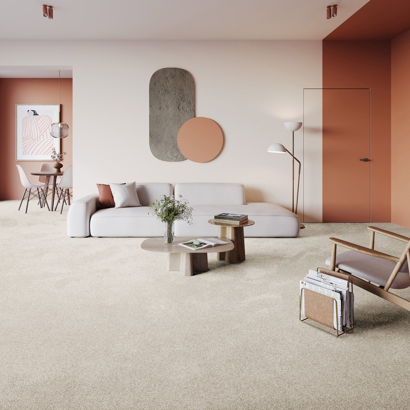 Kibek Velours-Teppichboden - Amador Creme 400 cm breit