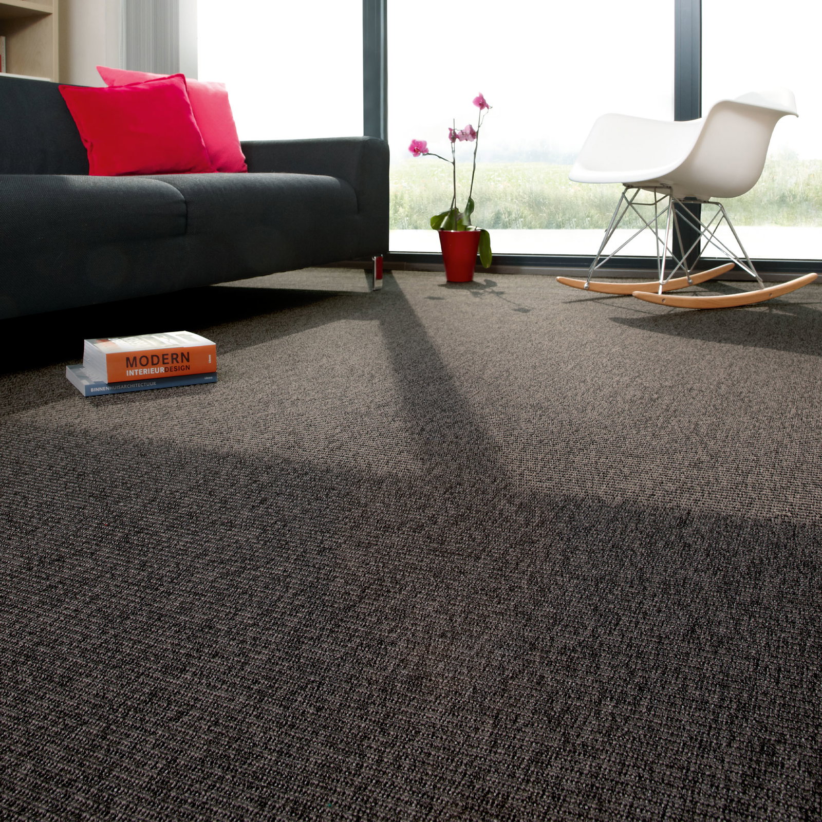 Kibek Schlingen-Teppichboden - Pure Nature Schwarz 400 cm breit