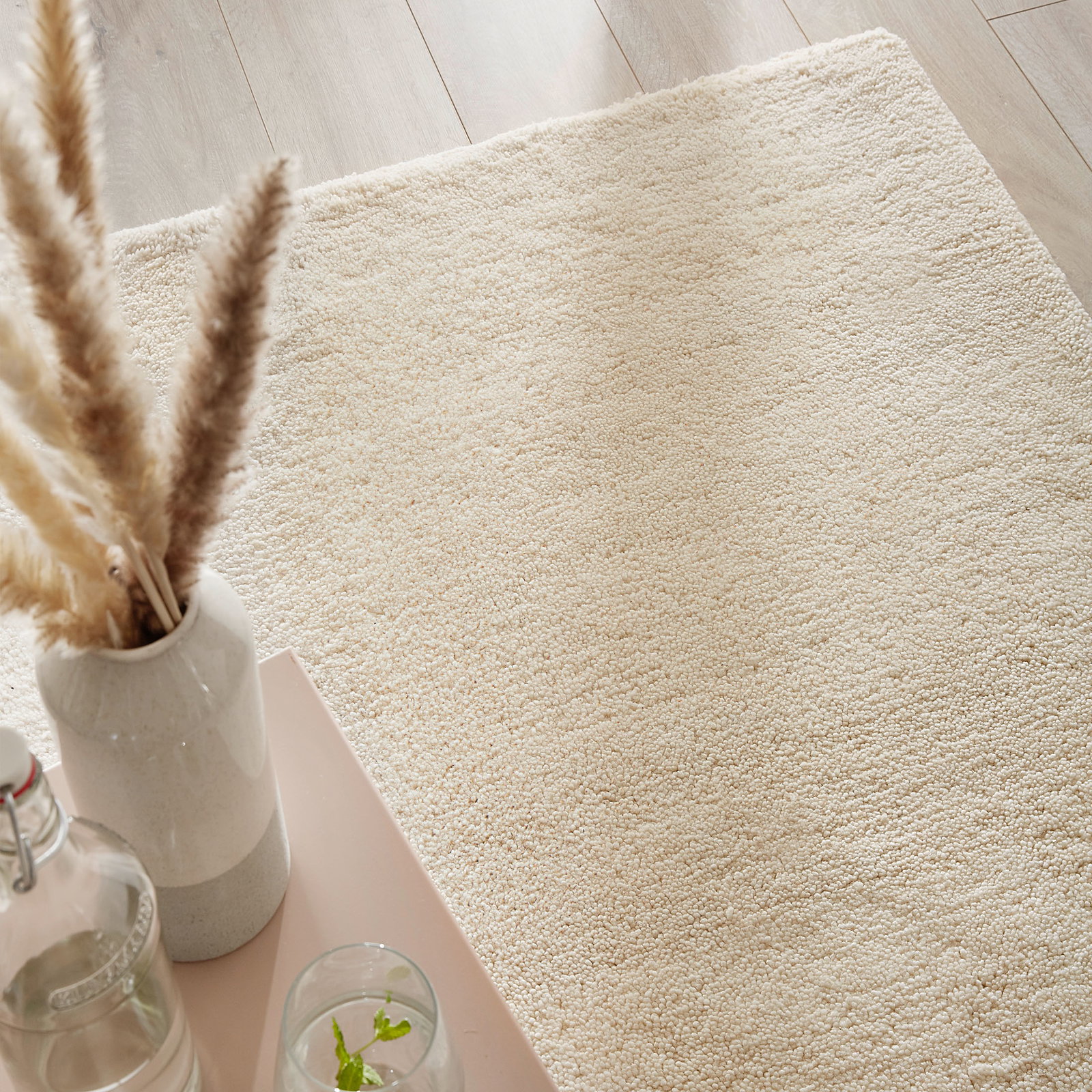 Kibek Berber-Teppich - Atlas Creme 70 x 140 cm 100% Schurwolle