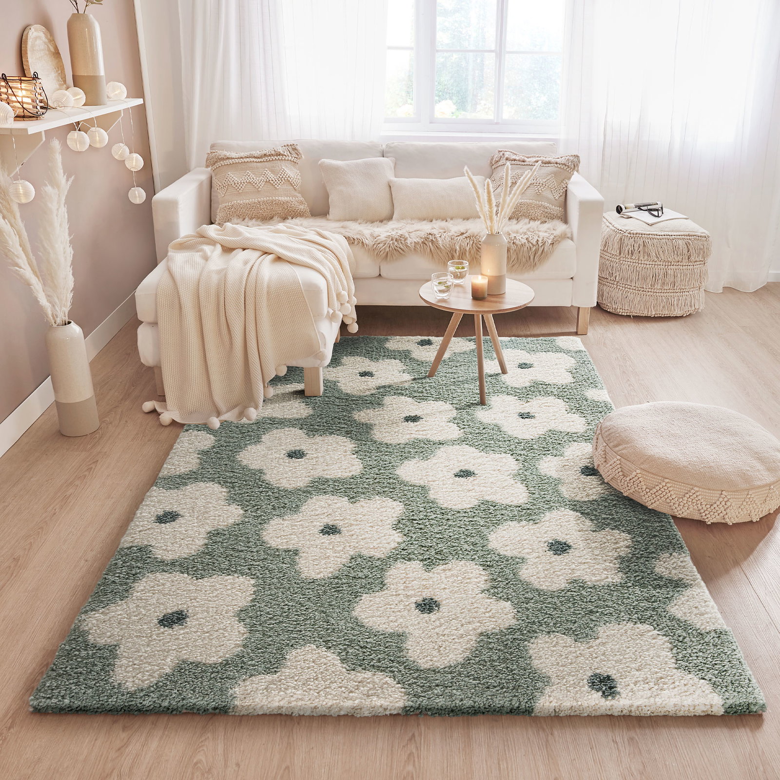Kibek Moderner Teppich - Daisy Grün 200 x 290 cm