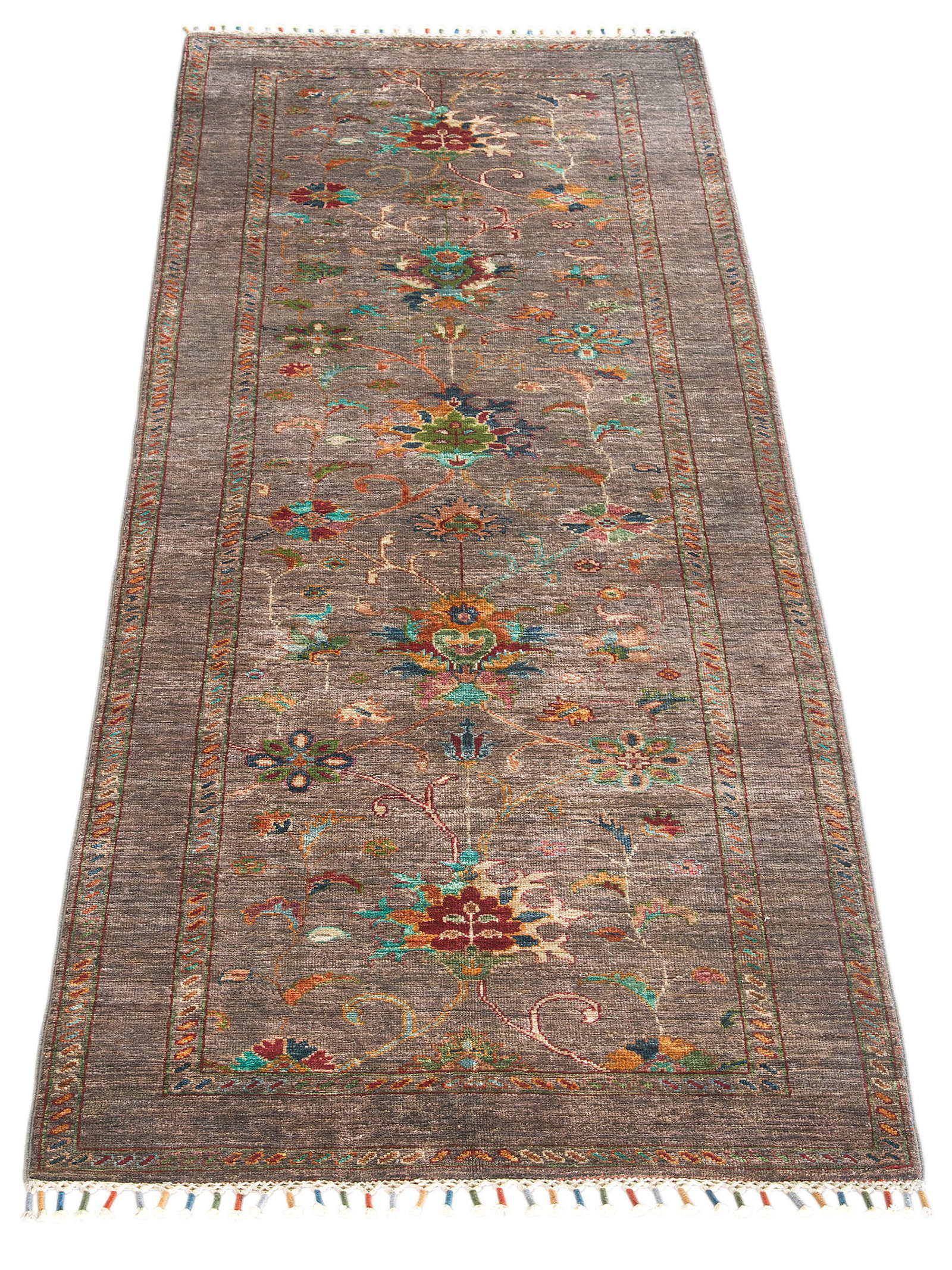 Kibek Unikat / Einzelstück - Kazak Phool Braun 70 x 250 cm 100% Schurwolle