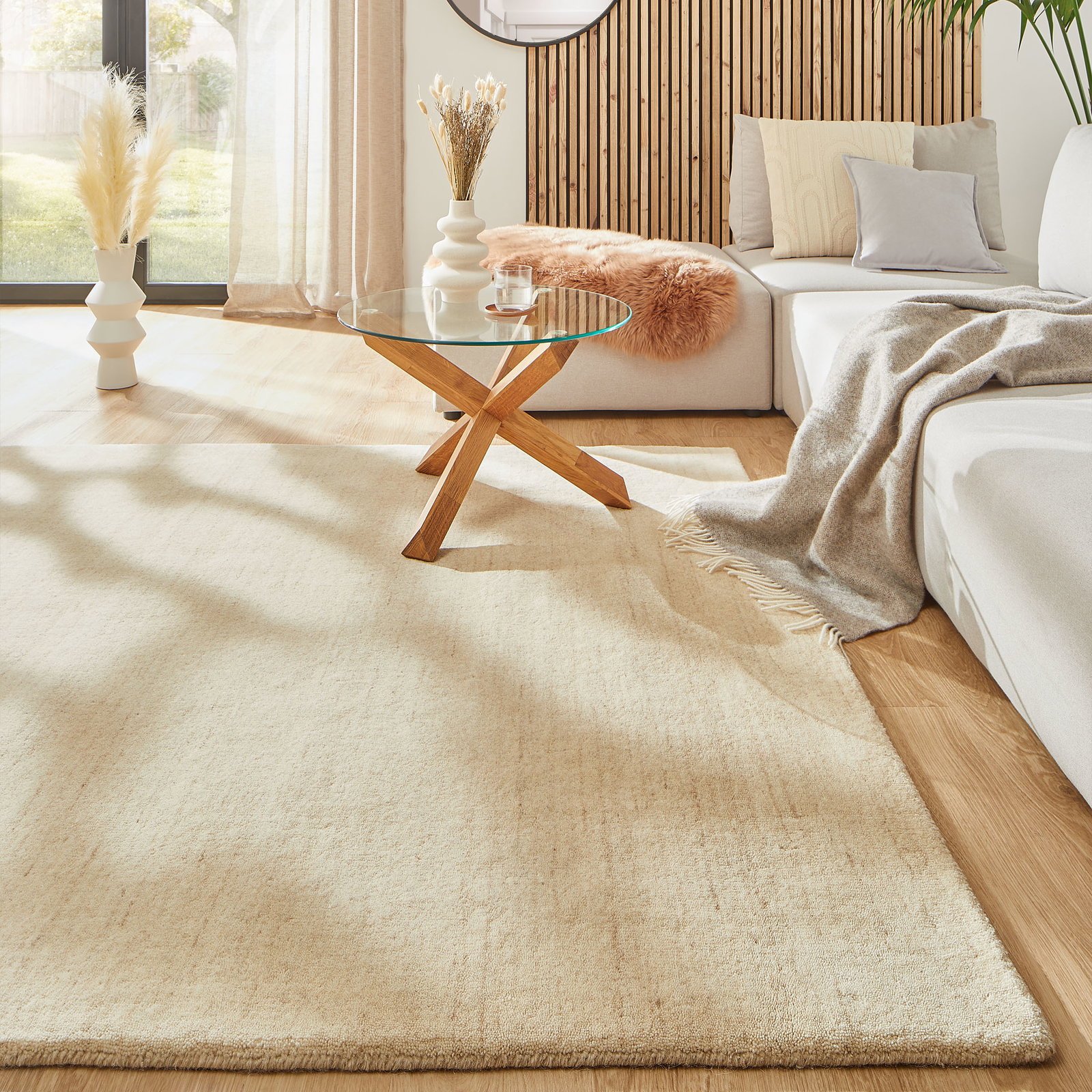 Kibek Woll-Teppich - Barwala Beige 200 x 200 cm
