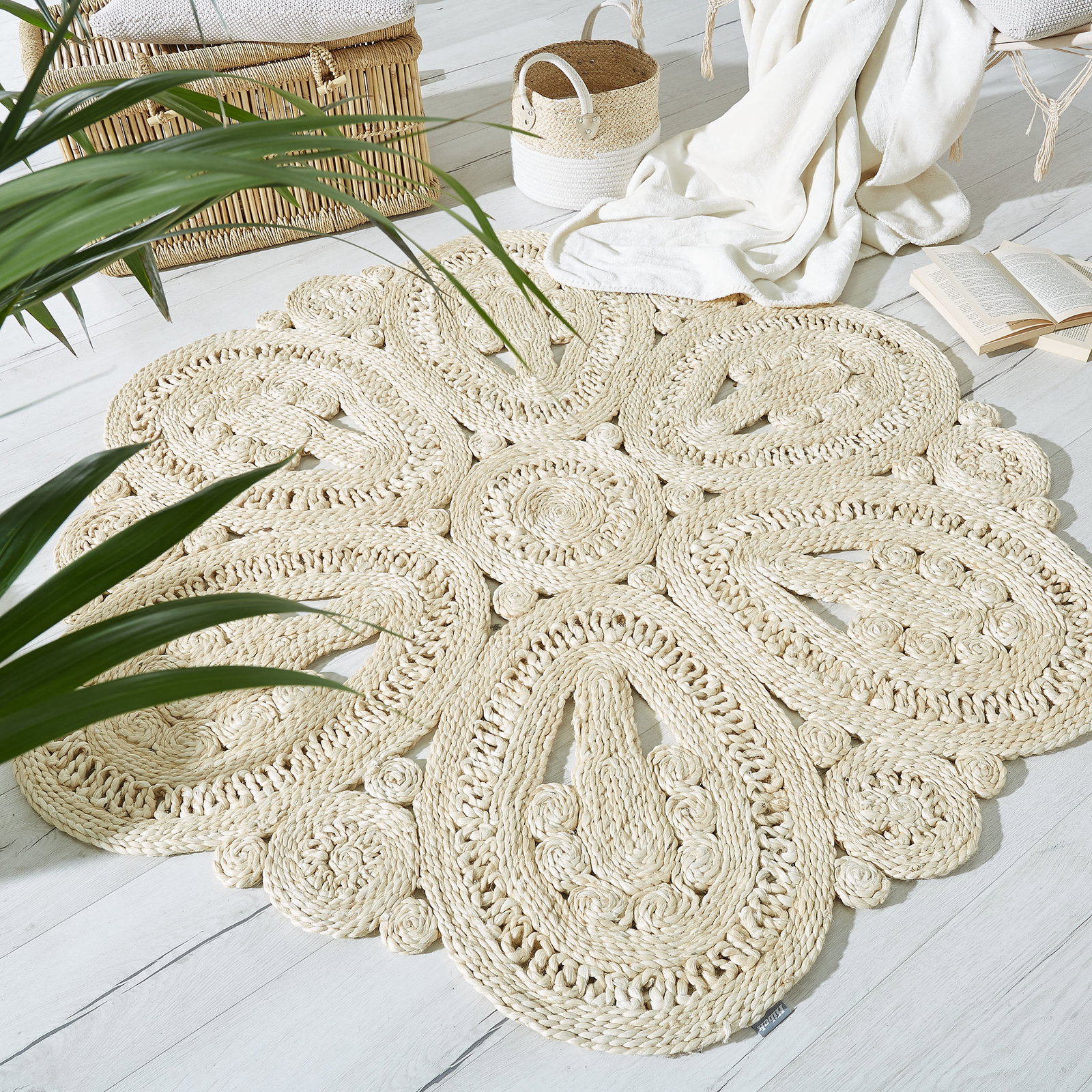 Kibek Jute-Teppich - Perleta Beige 90 cm Ø