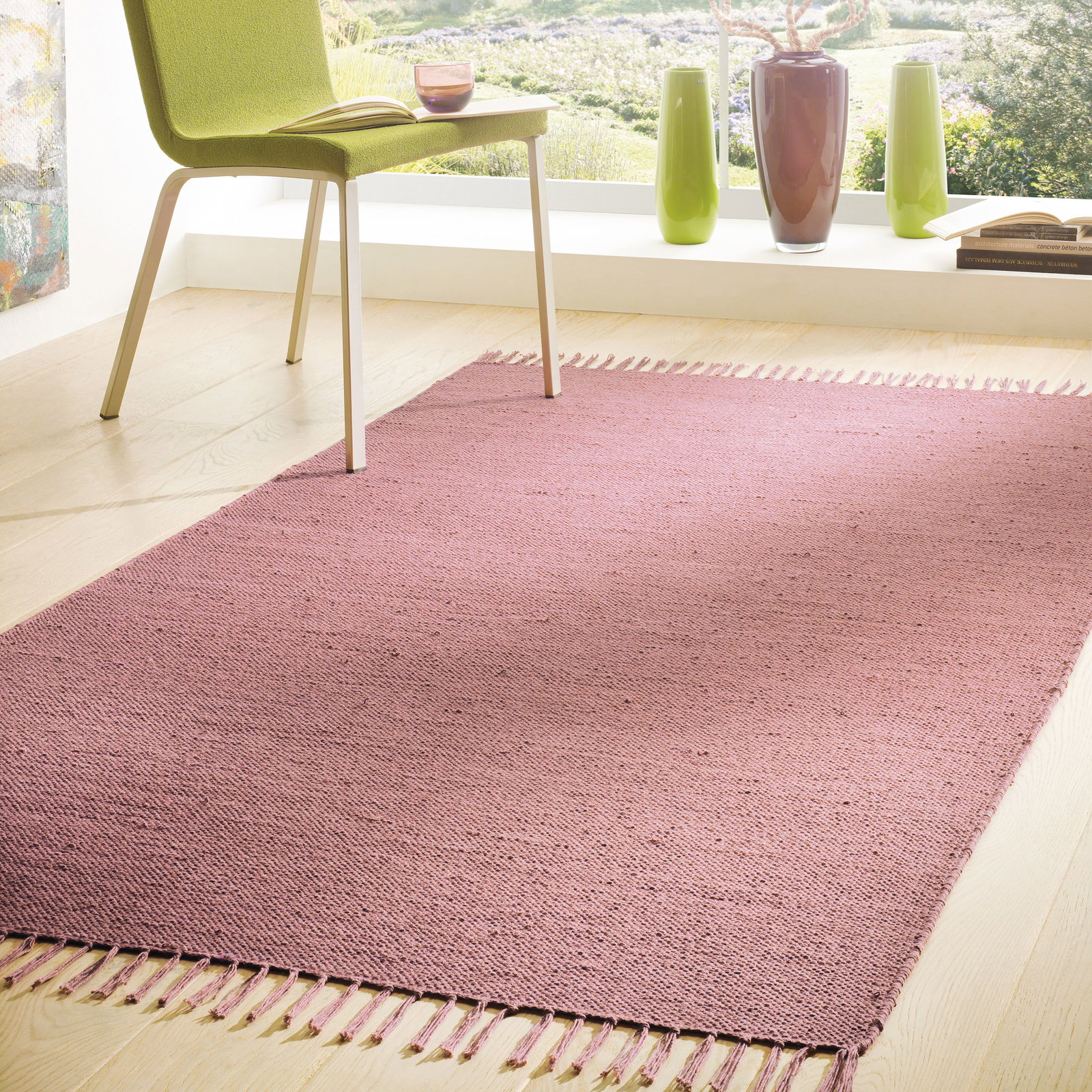 Kibek Baumwoll-Teppich - Summerweave Rosa 170 x 240 cm 100 % Baumwolle