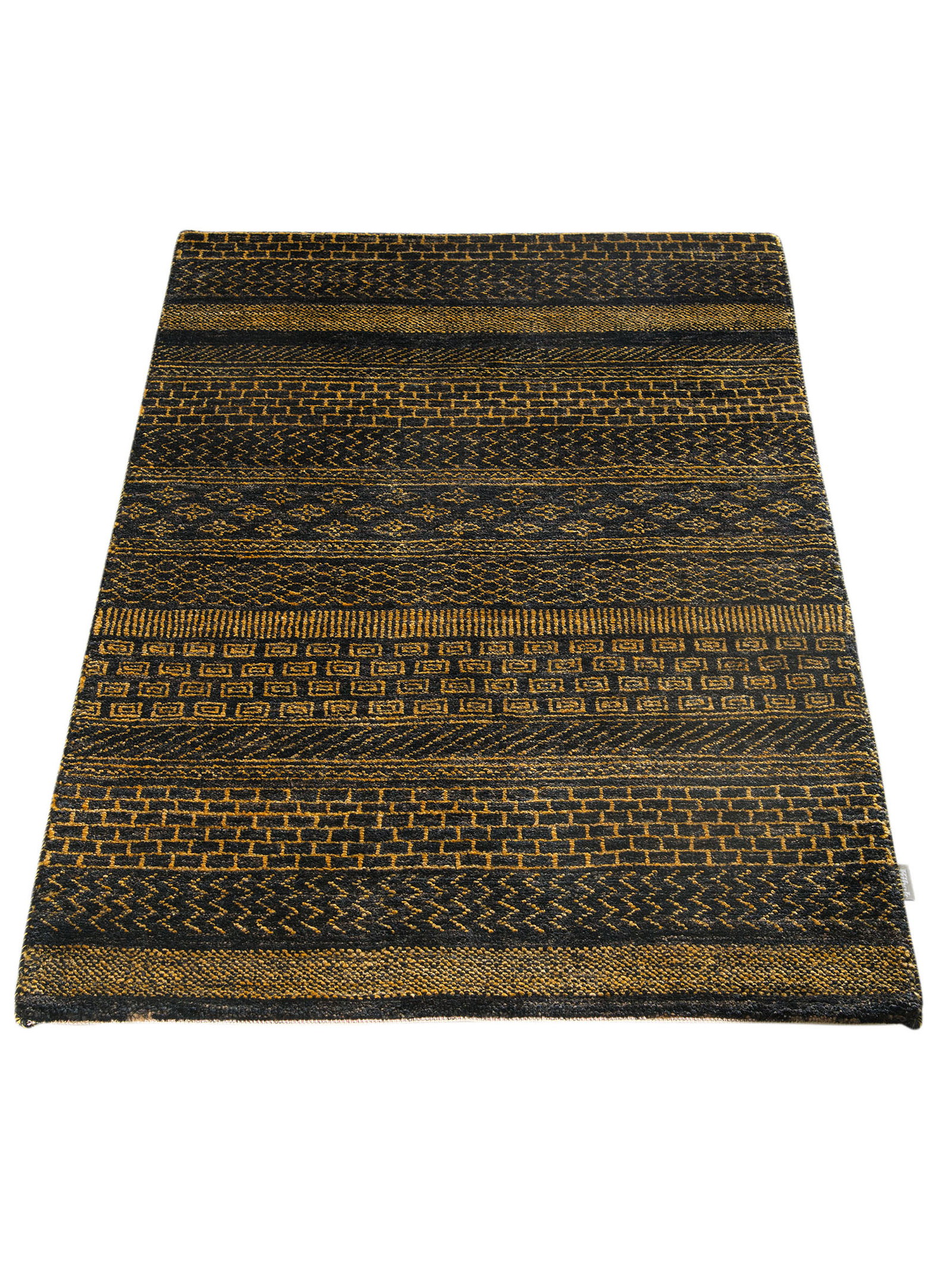 Kibek Unikat / Einzelstück - Contemporary Gabbeh Schwarz 70 x 140 cm 100% Schurwolle