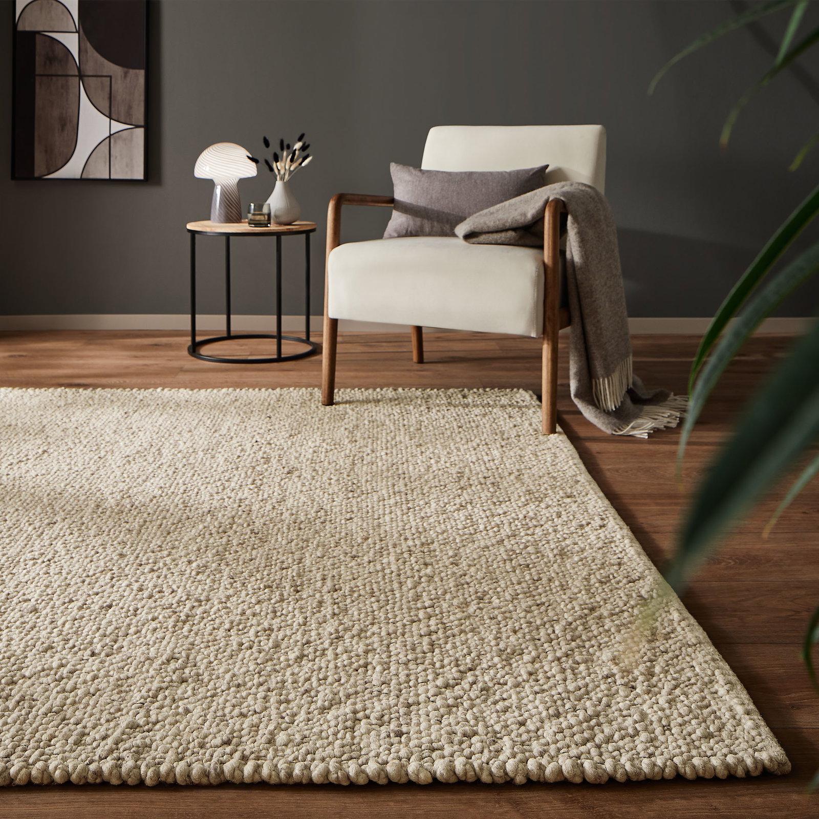 Kibek Woll-Teppich - Hillsand Creme 80 x 400 cm