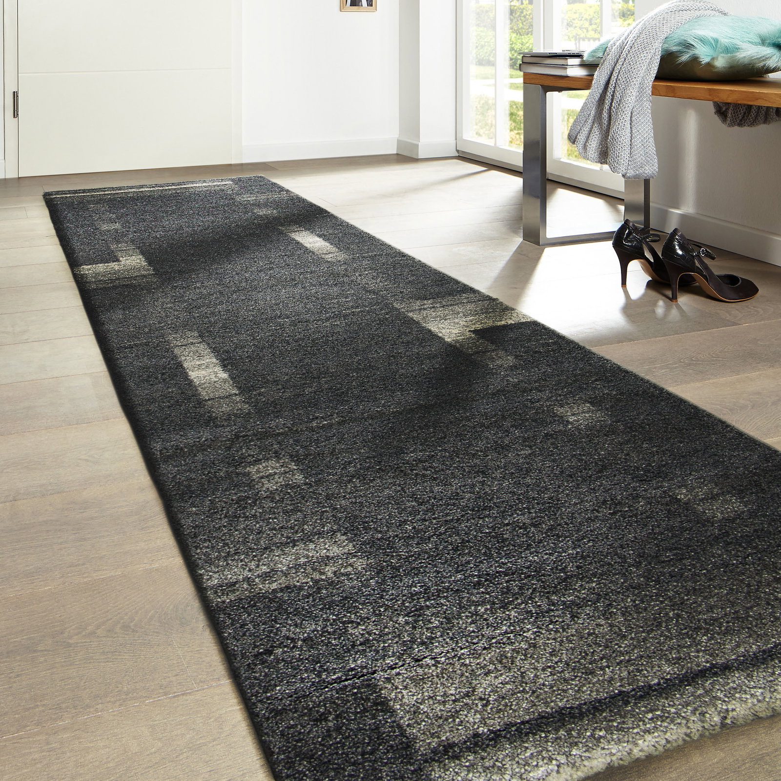 Kibek Moderner Teppich - Night Life Grau 80 x 300 cm