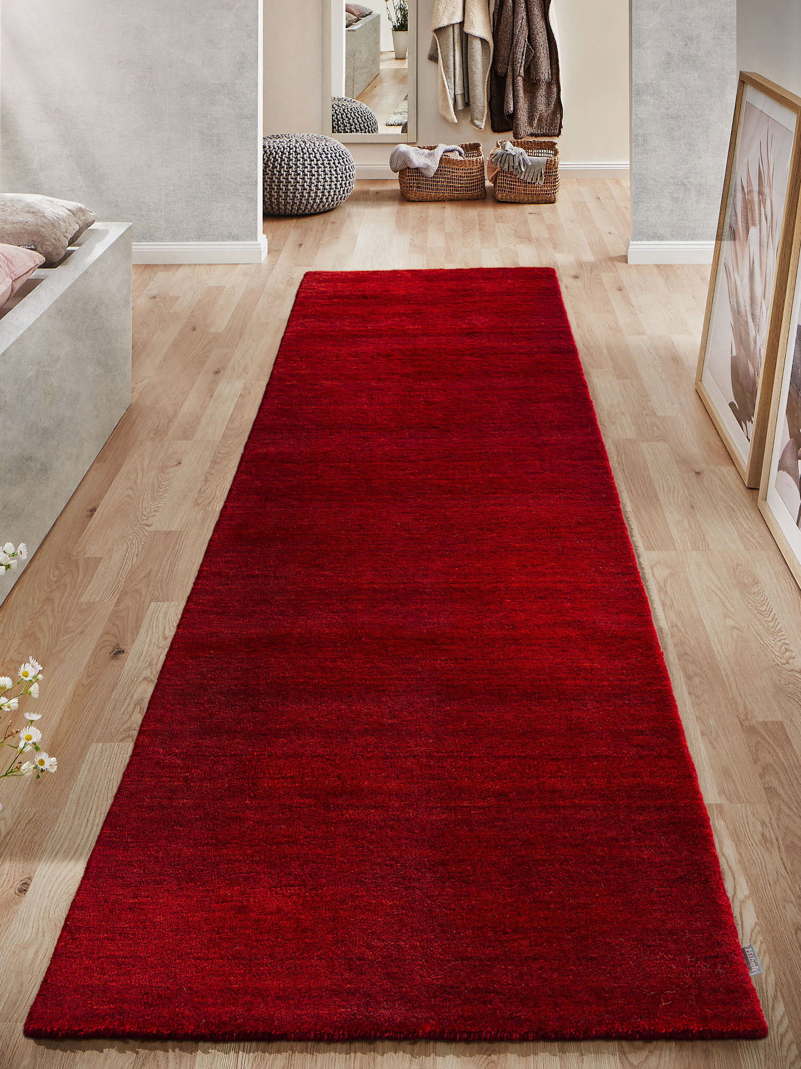 Kibek Woll-Teppich - Barwala Rot 80 x 250 cm