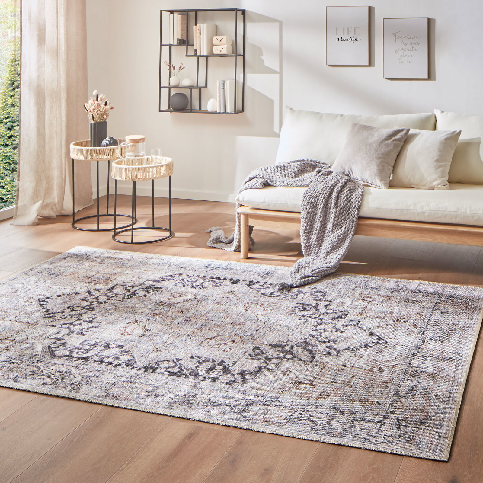 Kibek Vintage-Teppich - Palanpur Grau 190 x 290 cm