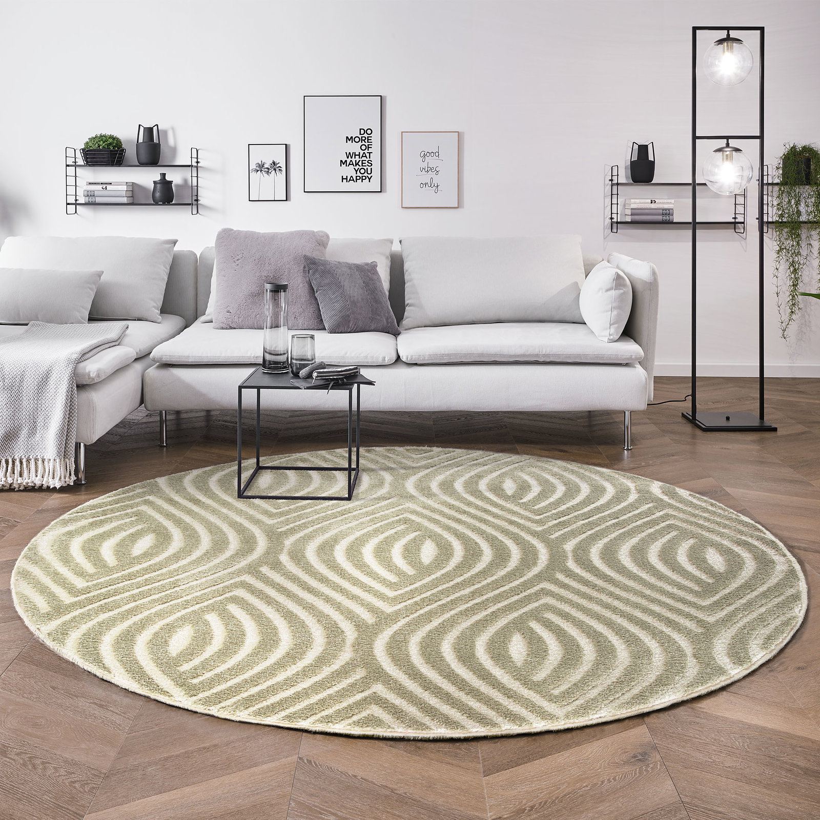 Kibek Moderner Teppich - Rombo Grün 160 cm Ø