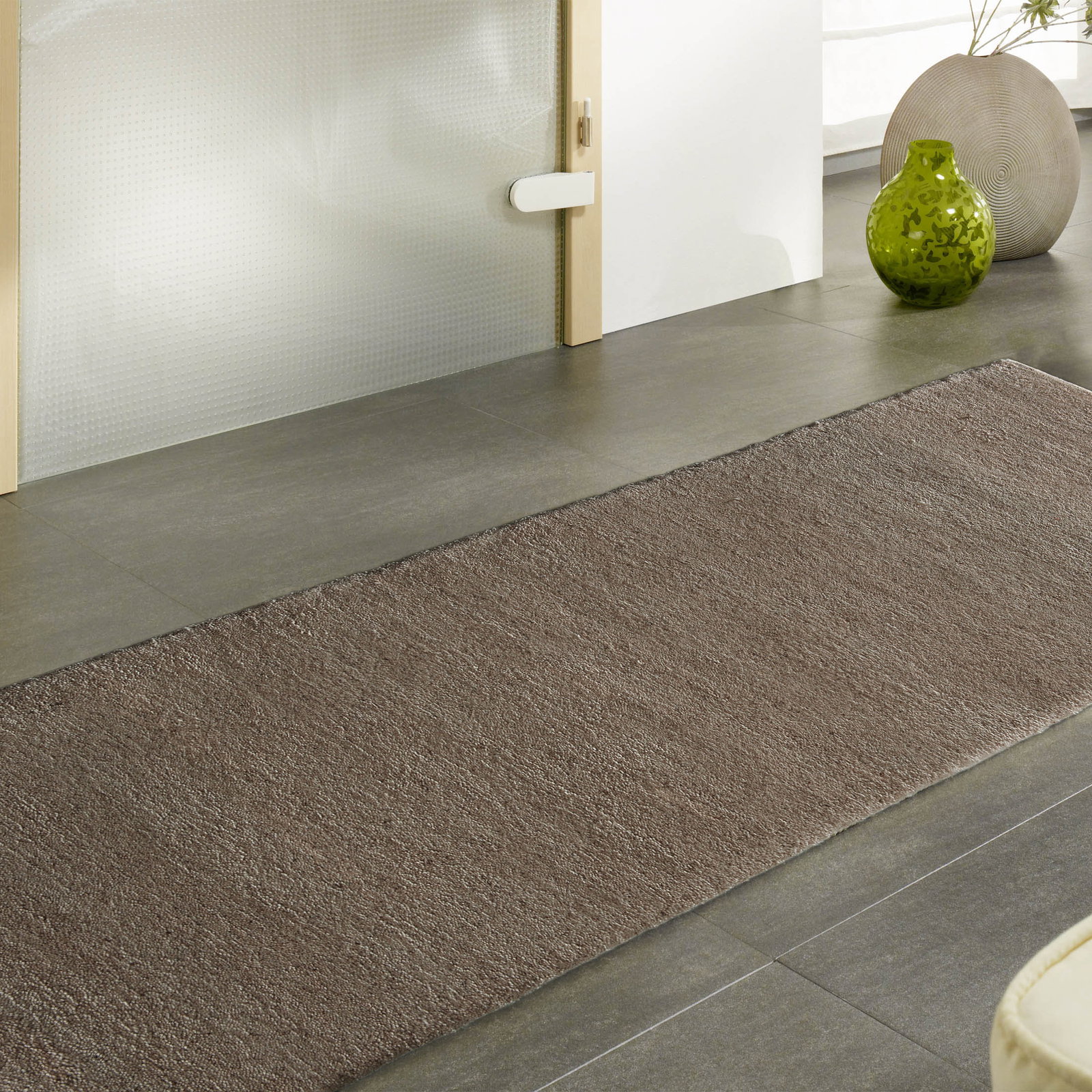 Kibek Berber-Teppich - Atlas Grau 80 x 300 cm 100% Schurwolle