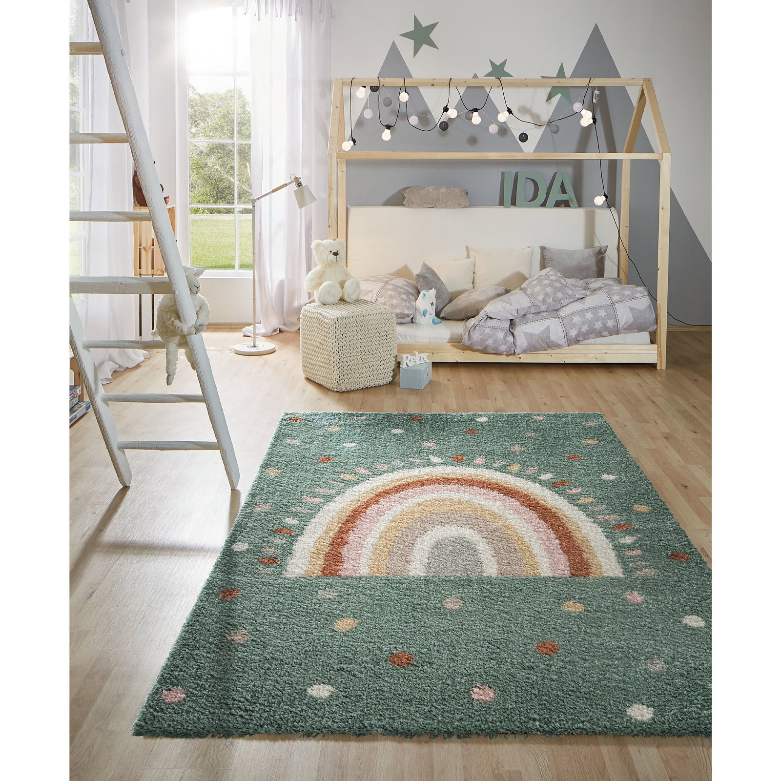 Kibek Kinder-Teppich - Colori Grün 133 x 190 cm