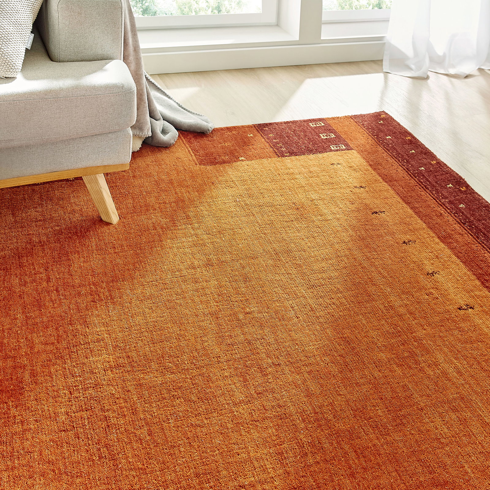 Kibek Gabbeh-Teppich - Tiyara Orange 250 x 350 cm 100 % Schurwolle