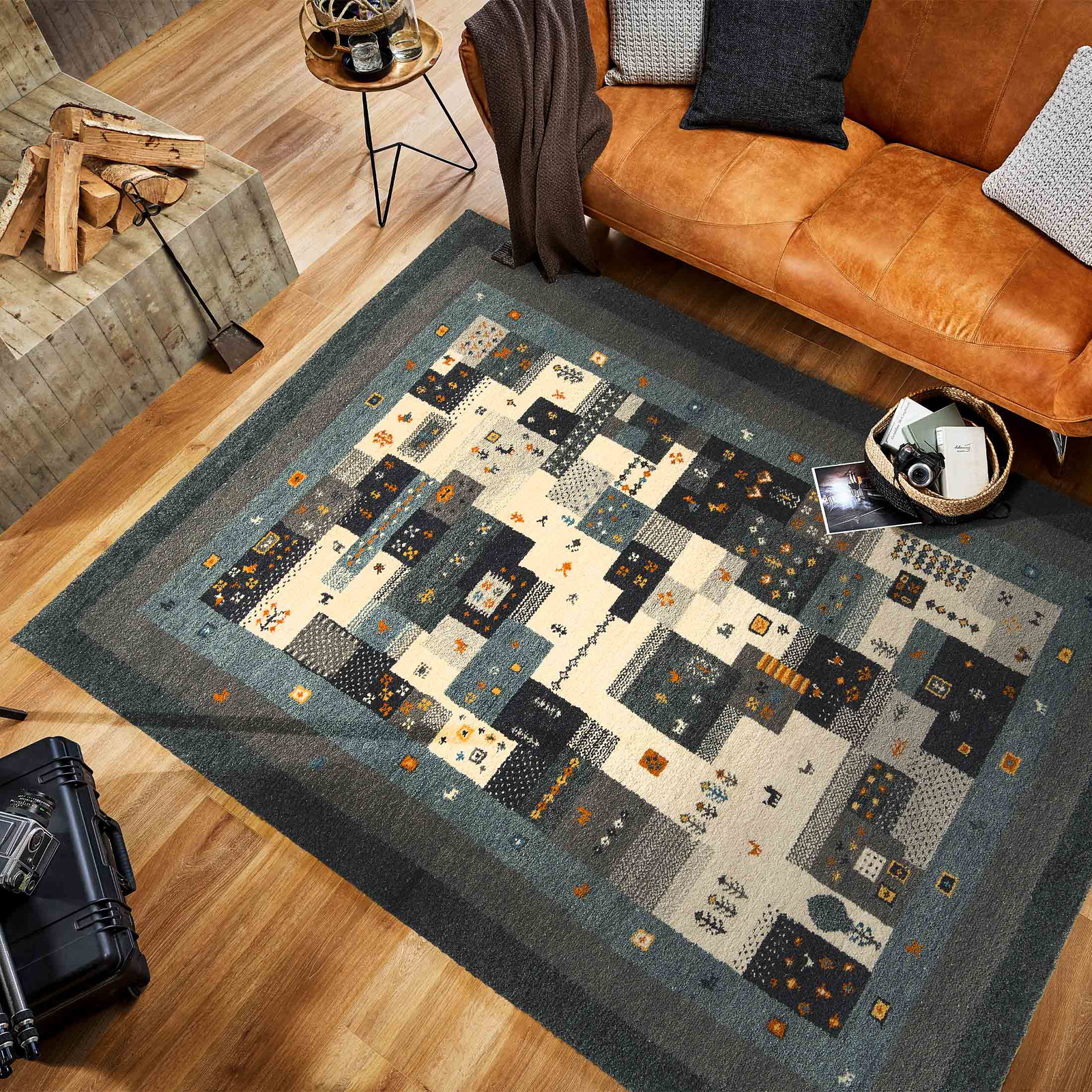 Kibek Gabbeh-Teppich - Bikapur Blau 200 x 300 cm 100 % Schurwolle