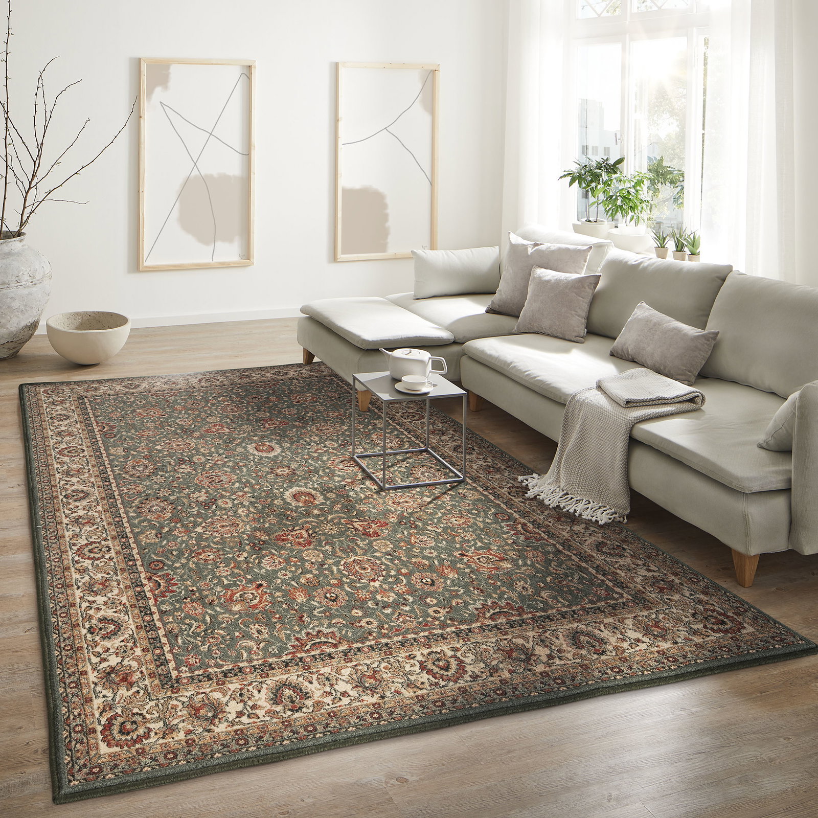 Kibek Orient-Teppich - New Smaragd Grün 135 x 200 cm 100% Schurwolle