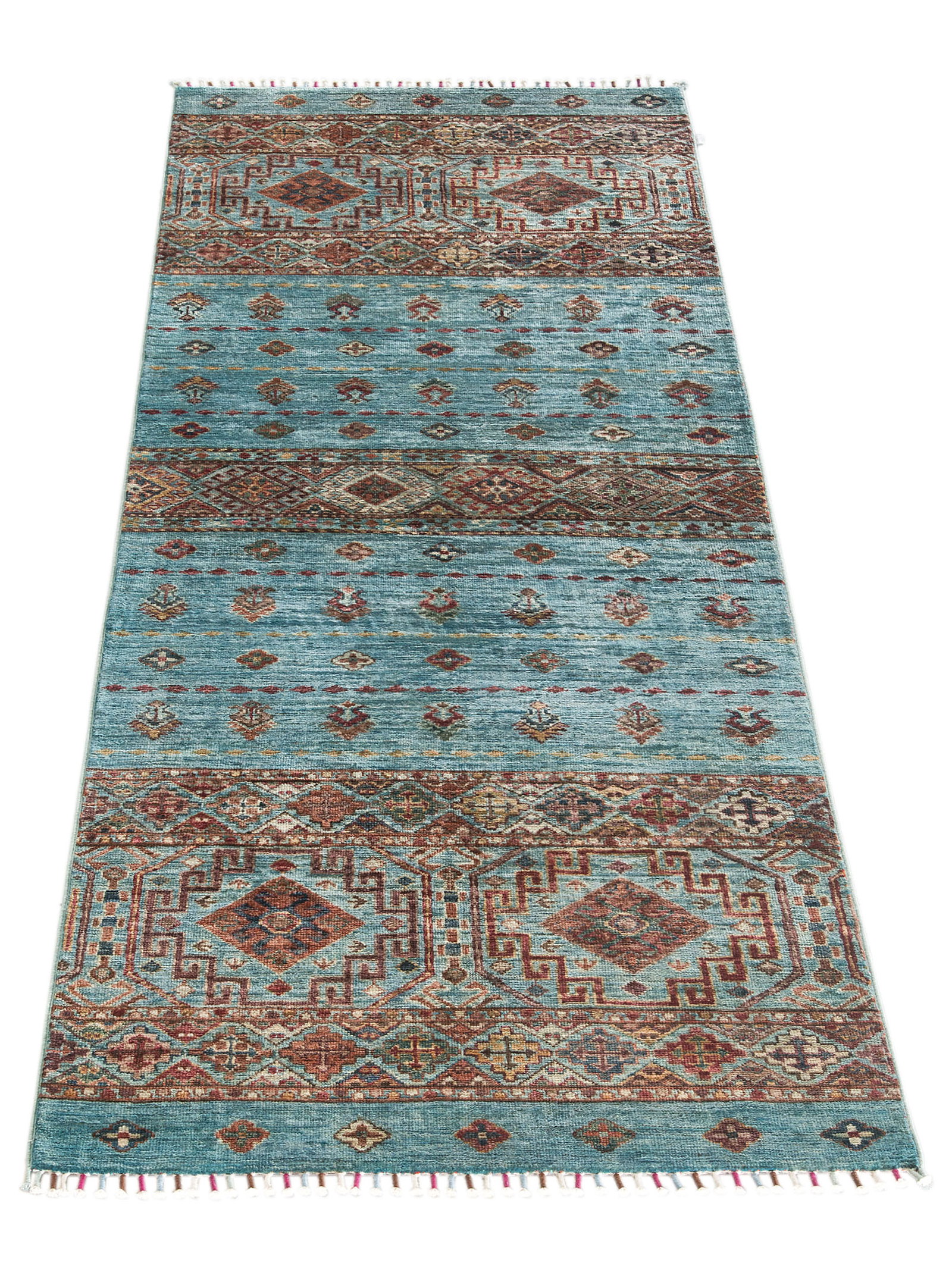 Kibek Unikat / Einzelstück - Chobi Schal Blau 70 x 250 cm 100% Schurwolle