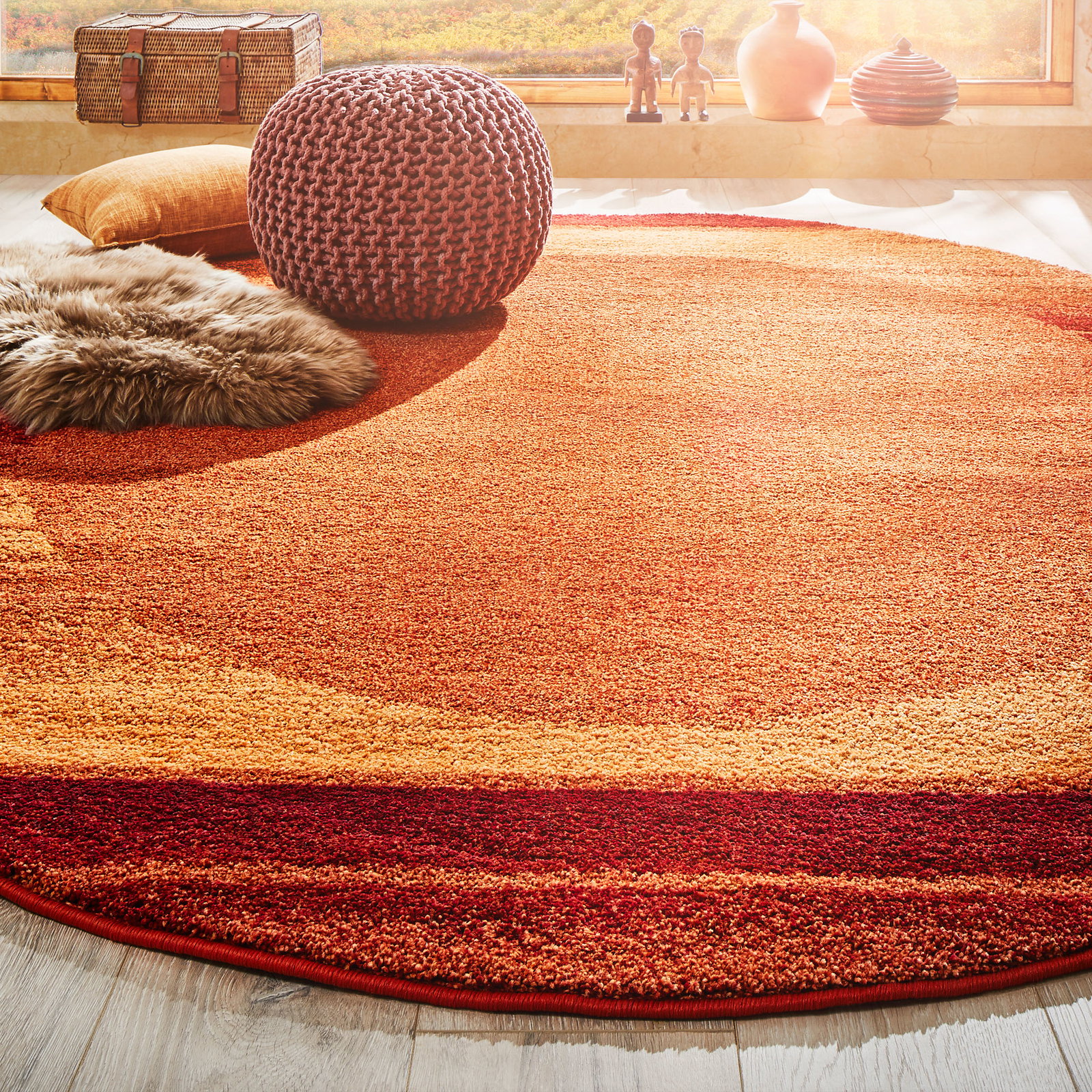 Kibek Moderner Teppich - Night Life Orange 200 cm Ø