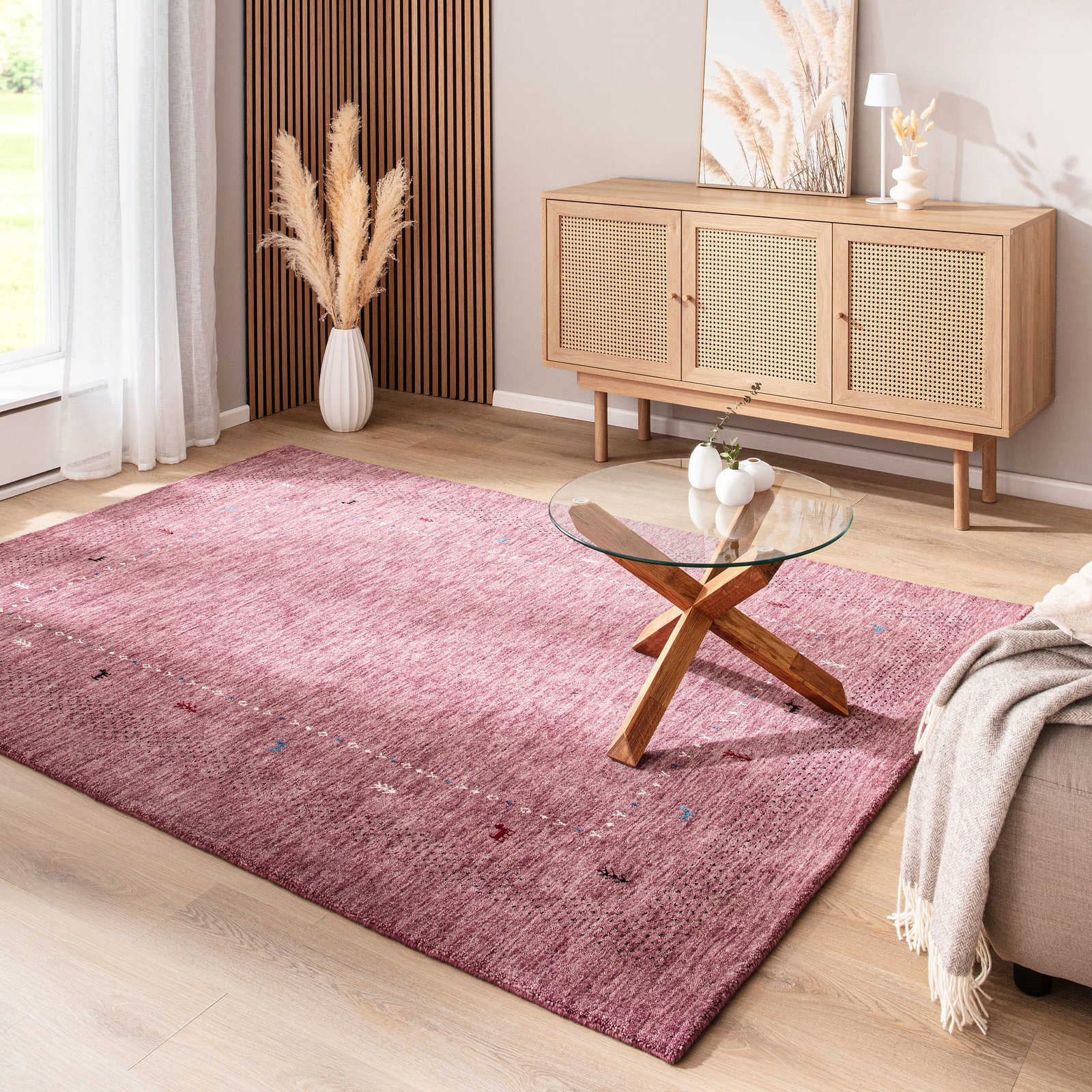 Kibek Gabbeh-Teppich - Kamlapur Lila 120 x 180 cm 100 % Schurwolle