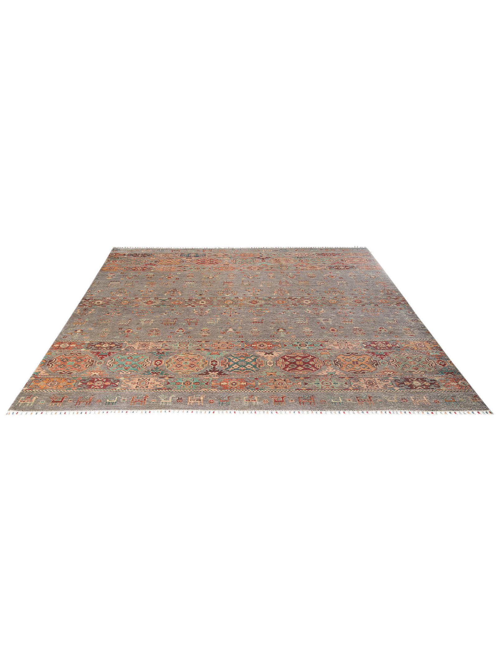 Kibek Unikat / Einzelstück - Chobi Schal Grau 250 x 350 cm 100% Schurwolle
