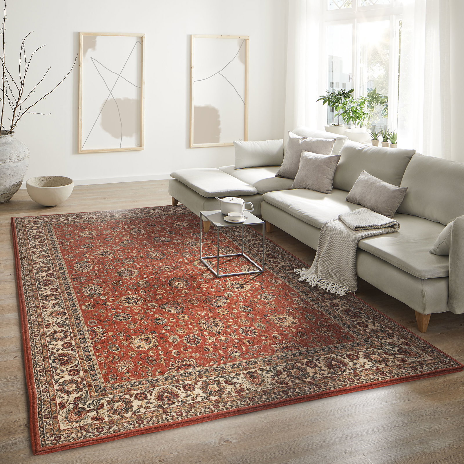 Kibek Orient-Teppich - New Smaragd Orange 135 x 200 cm 100% Schurwolle