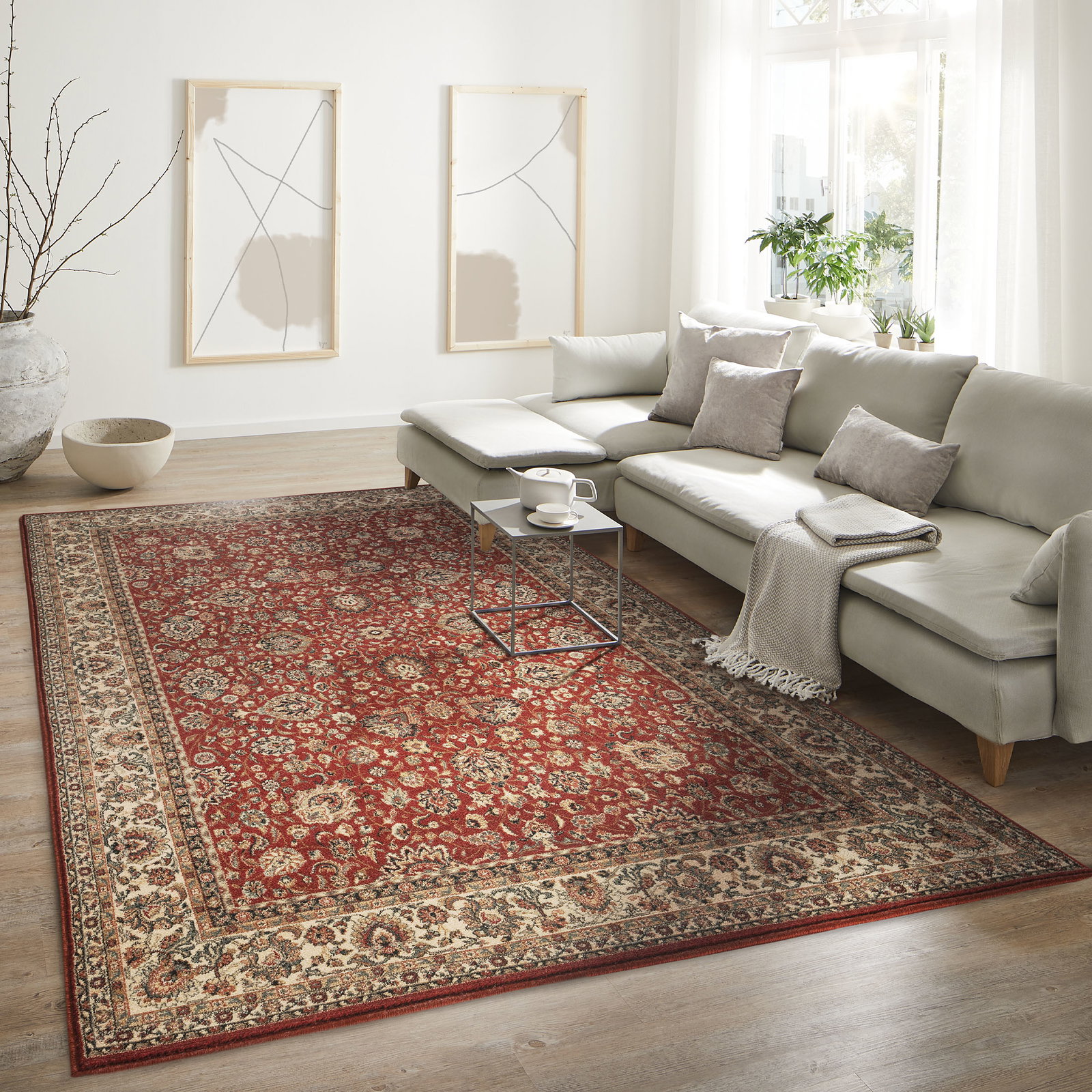 Kibek Orient-Teppich - New Smaragd Rot 280 x 390 cm 100% Schurwolle