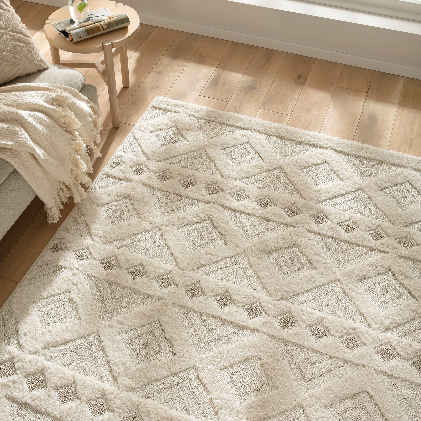 Kibek Moderner Teppich - Lessebo Creme 133 x 190 cm