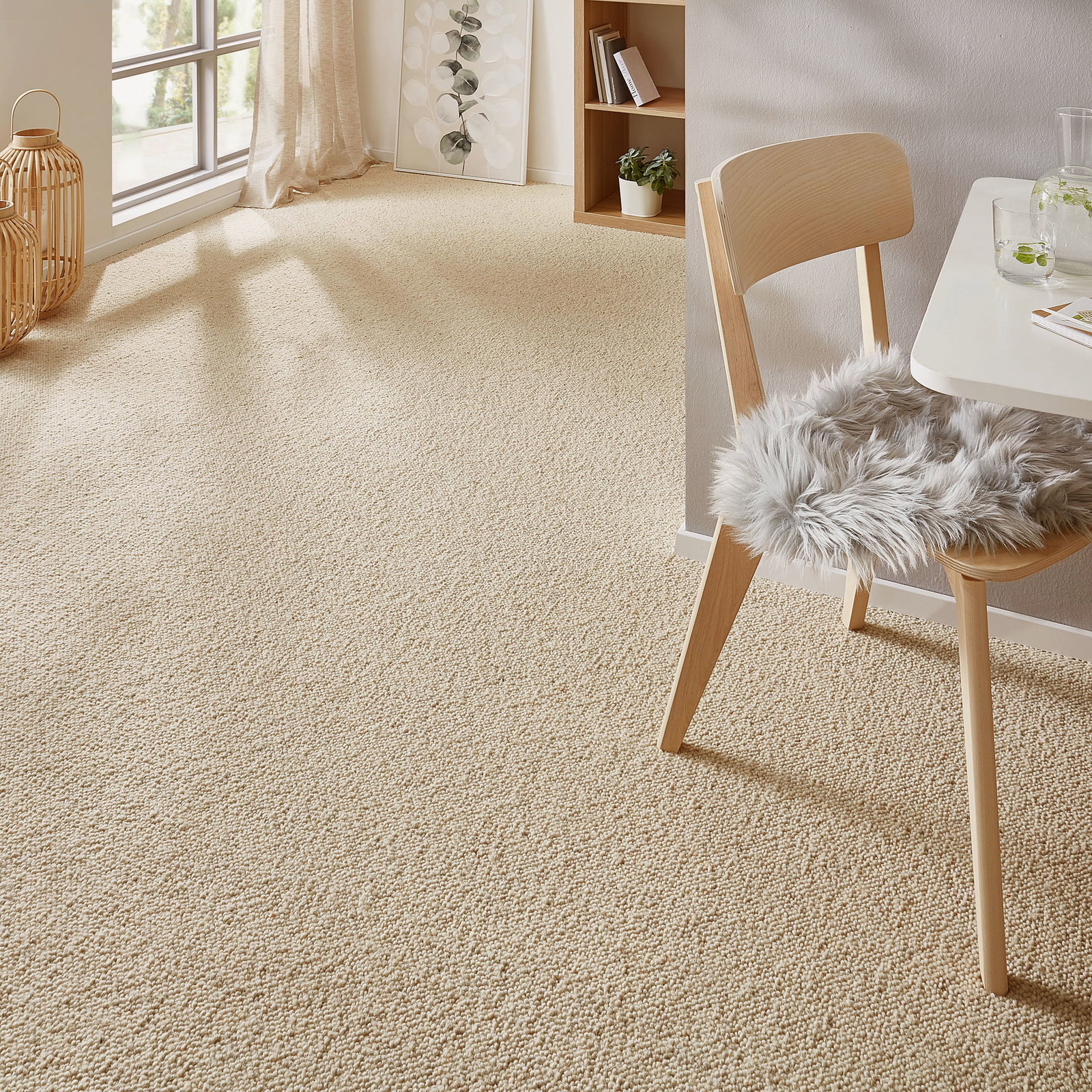 Kibek Woll-Teppichboden - Auckland Beige 500 cm breit