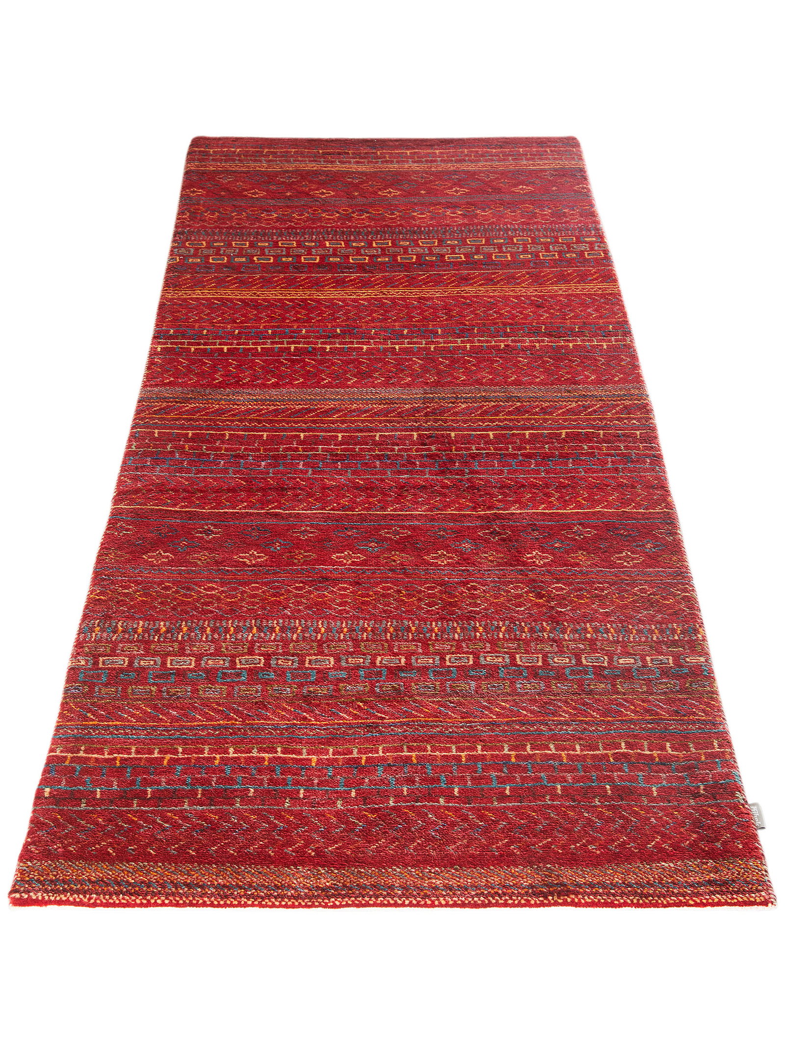 Kibek Unikat / Einzelstück - Contemporary Gabbeh Rot 70 x 200 cm 100% Schurwolle