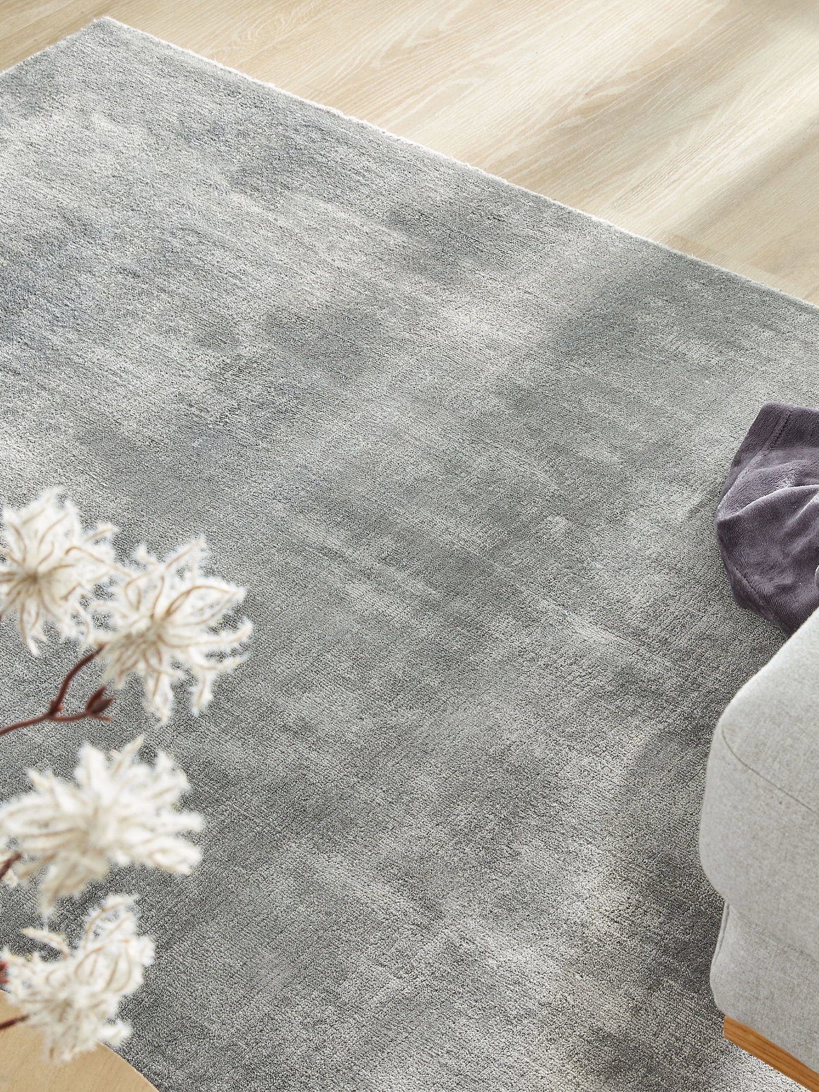 Kibek Viskose-Teppich - Miramar Grau 200 x 200 cm 100 % Viskose