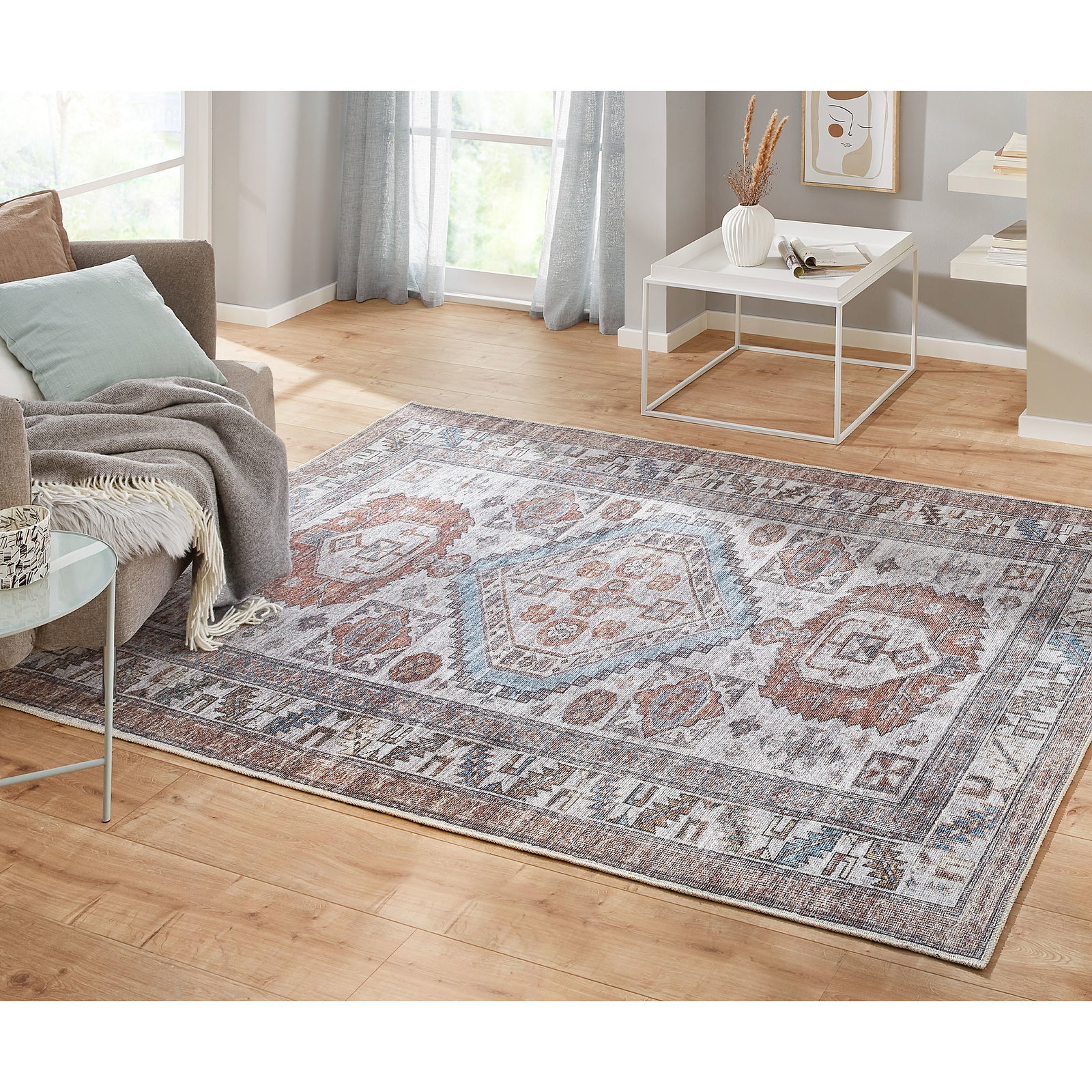 Kibek Vintage-Teppich - Jampur Blau 120 x 170 cm