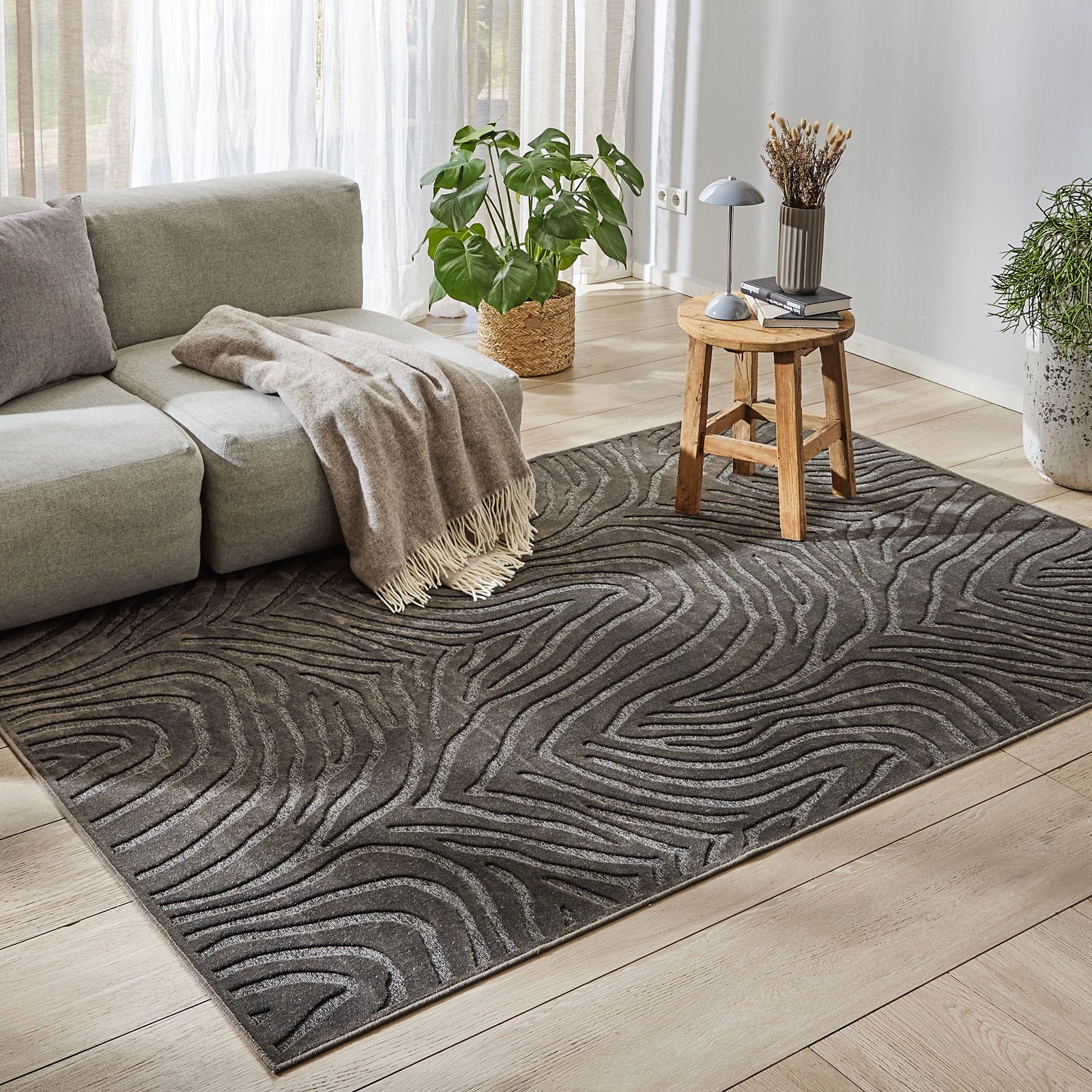 Kibek Moderner Teppich - Savaro Grau 80 x 150 cm