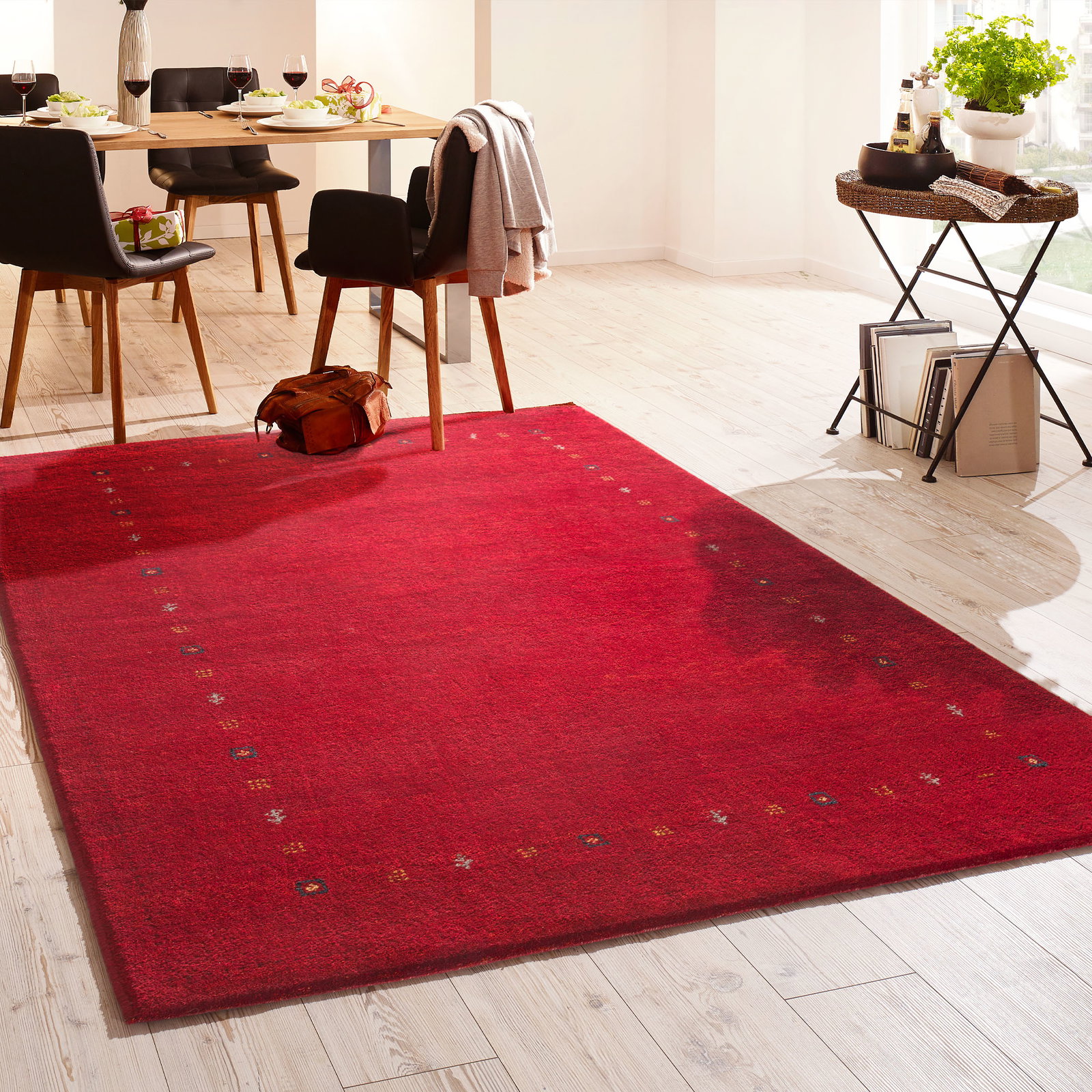 Kibek Gabbeh-Teppich - Bhalwani Rot 250 x 300 cm 100 % Schurwolle
